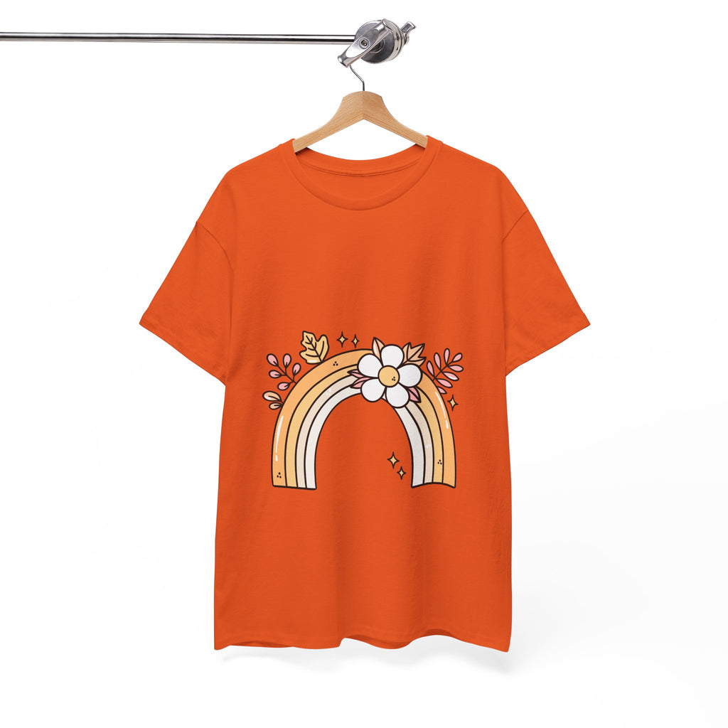 Cute Floral Rainbow Tee — Boho Daisy Rainbow Graphic T-Shirt