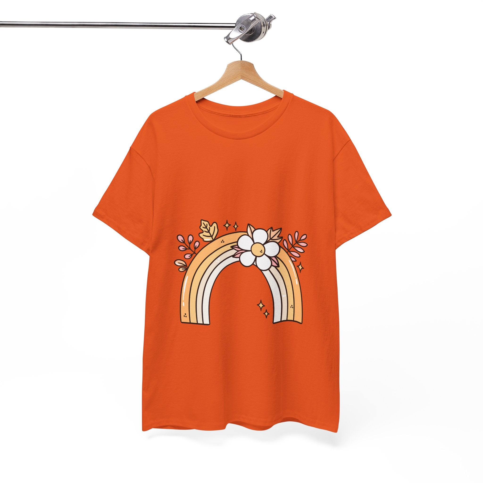 Cute Floral Rainbow Tee — Boho Daisy Rainbow Graphic T-Shirt