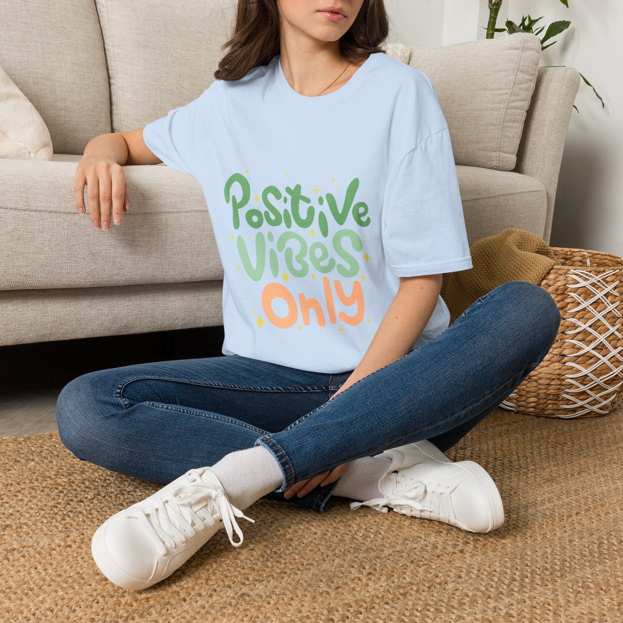 Positive Vibes Only Text Printed T-Shirt - Feel Good Vibes T-shirt
