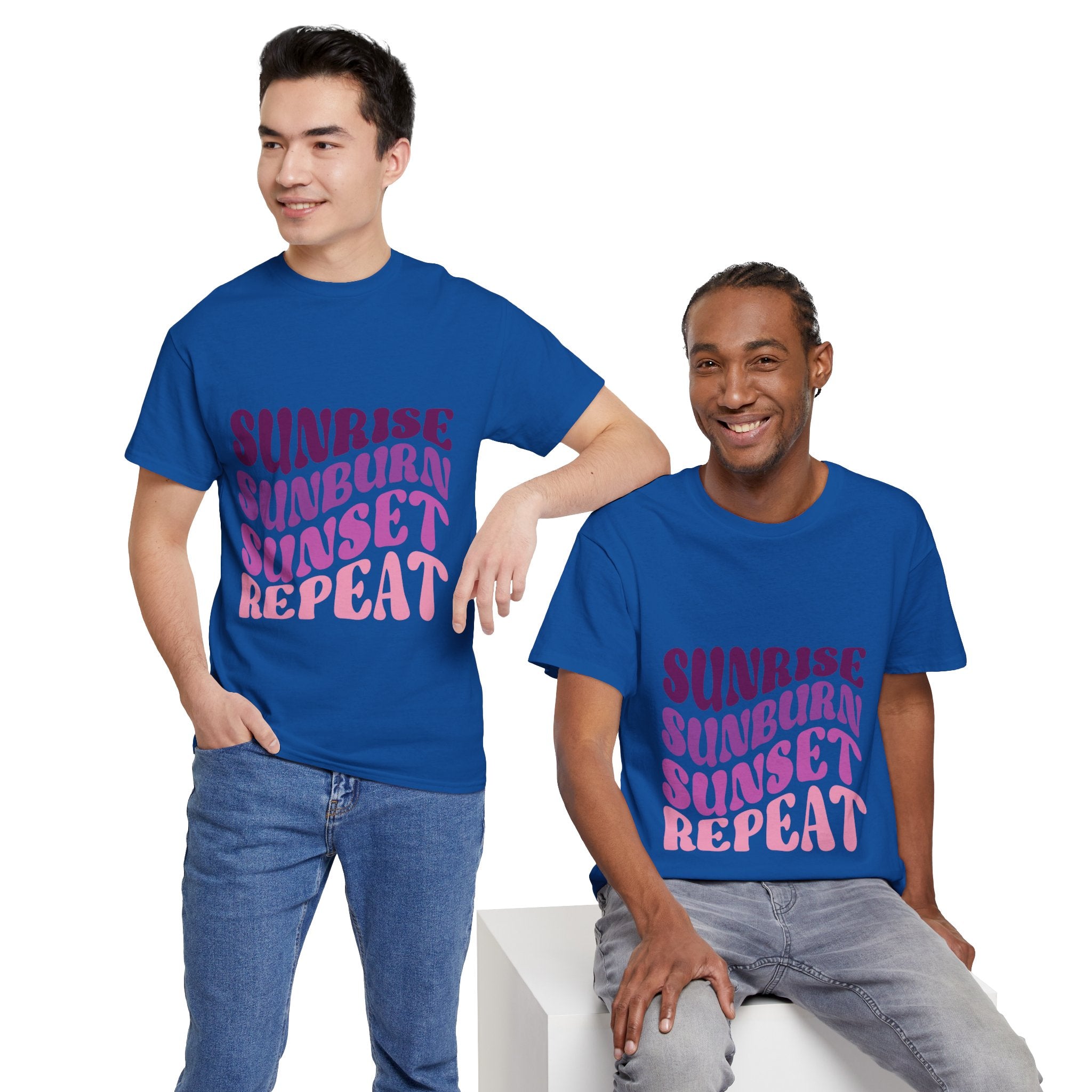Sunrise Sunburn Sunset Repeat Retro Beach Tee