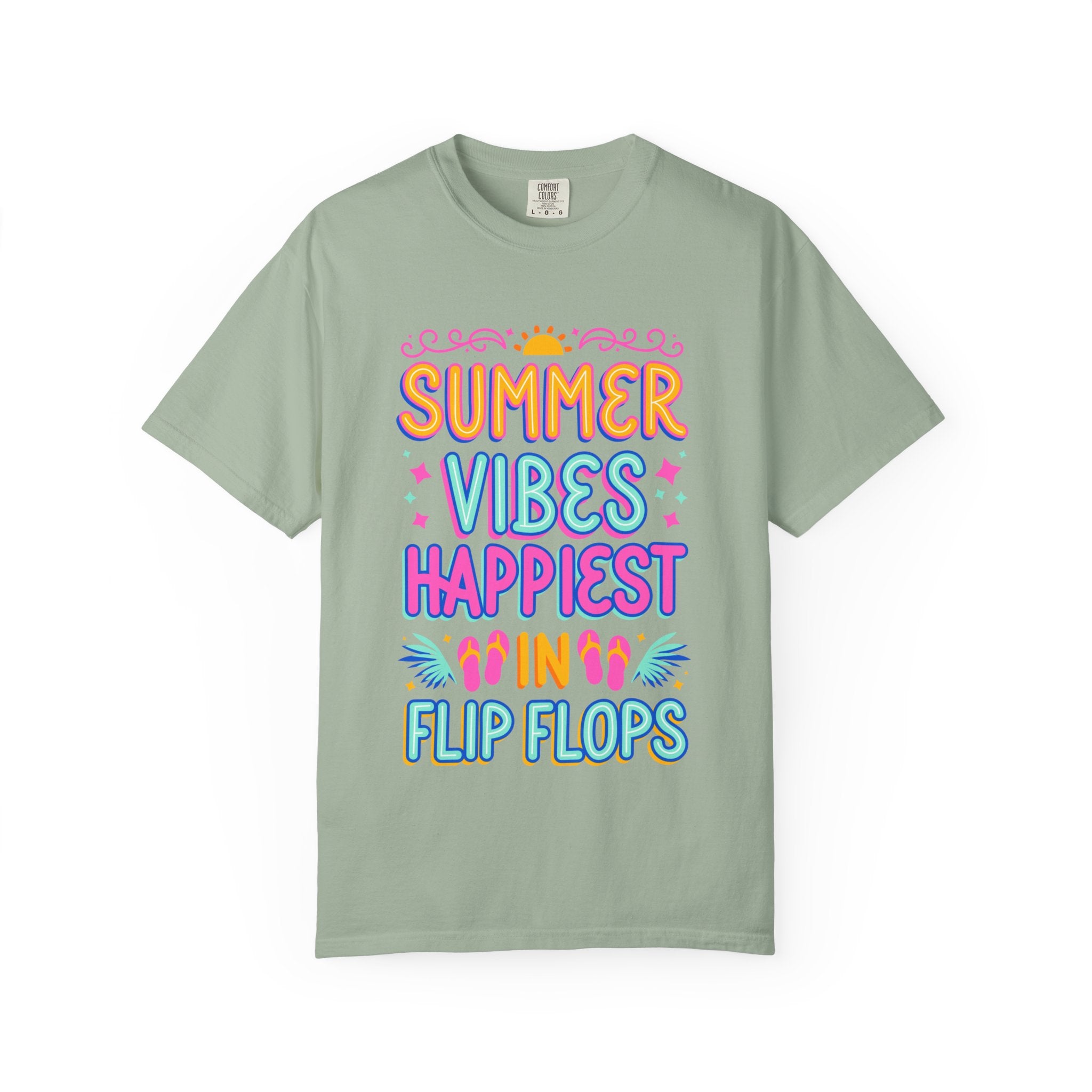 Summer Vibes Happiest in Flip Flops Text Printed Unisex T-Shirt
