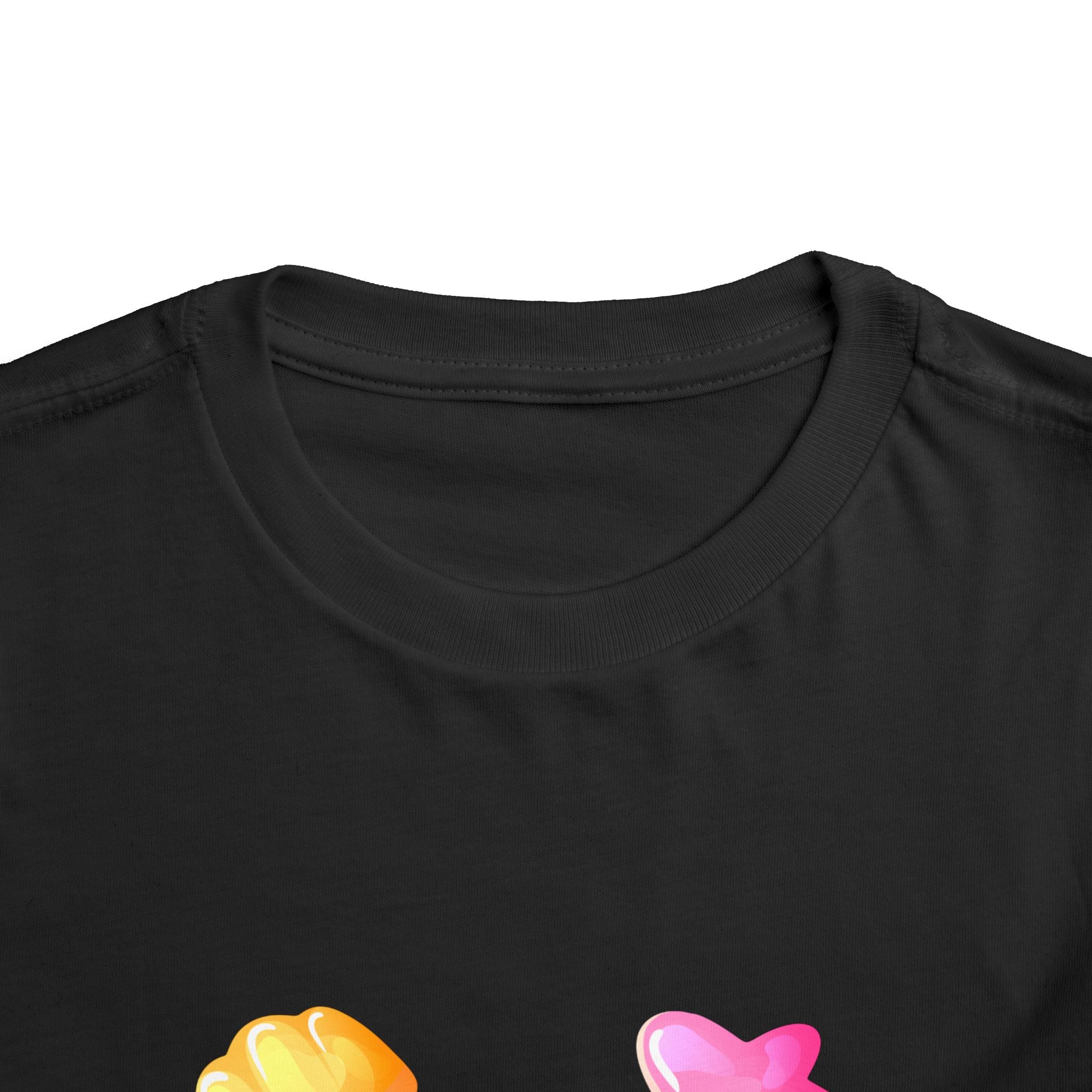 Toddler Candy Shapes Tee — Colorful Candy Heart Star Graphic Shirt for Kids