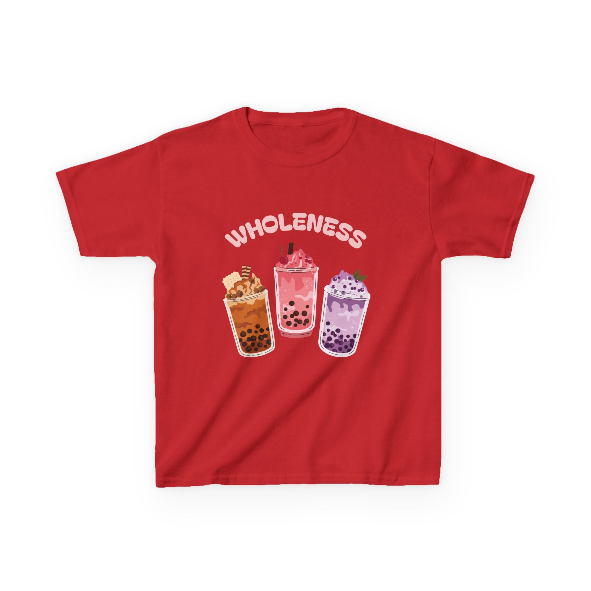 Youth Comfortable Boba Tea "WHOLENESS" Printed T-shirt