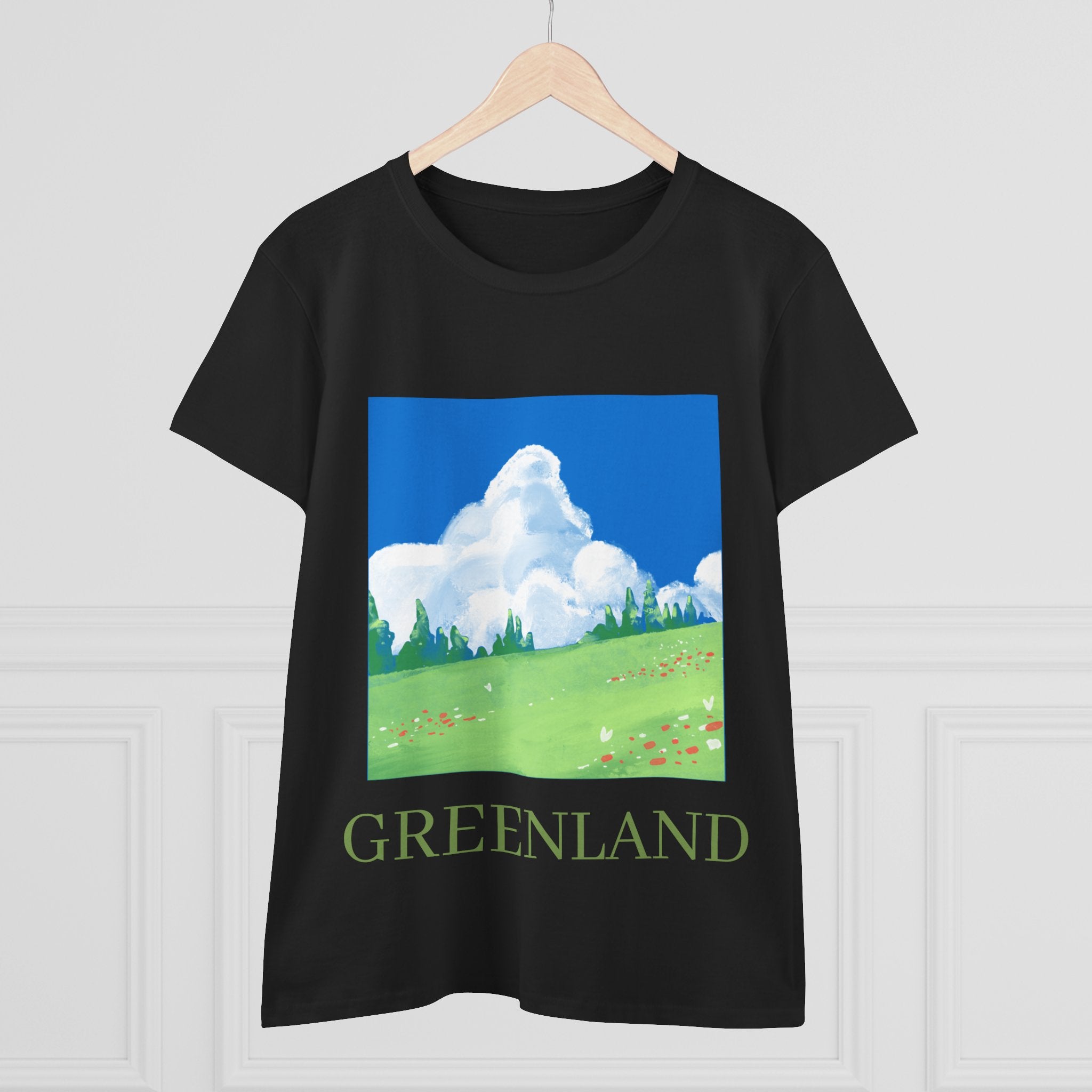 Greenland Scenic Tee — Pastel Meadow Graphic T‑Shirt