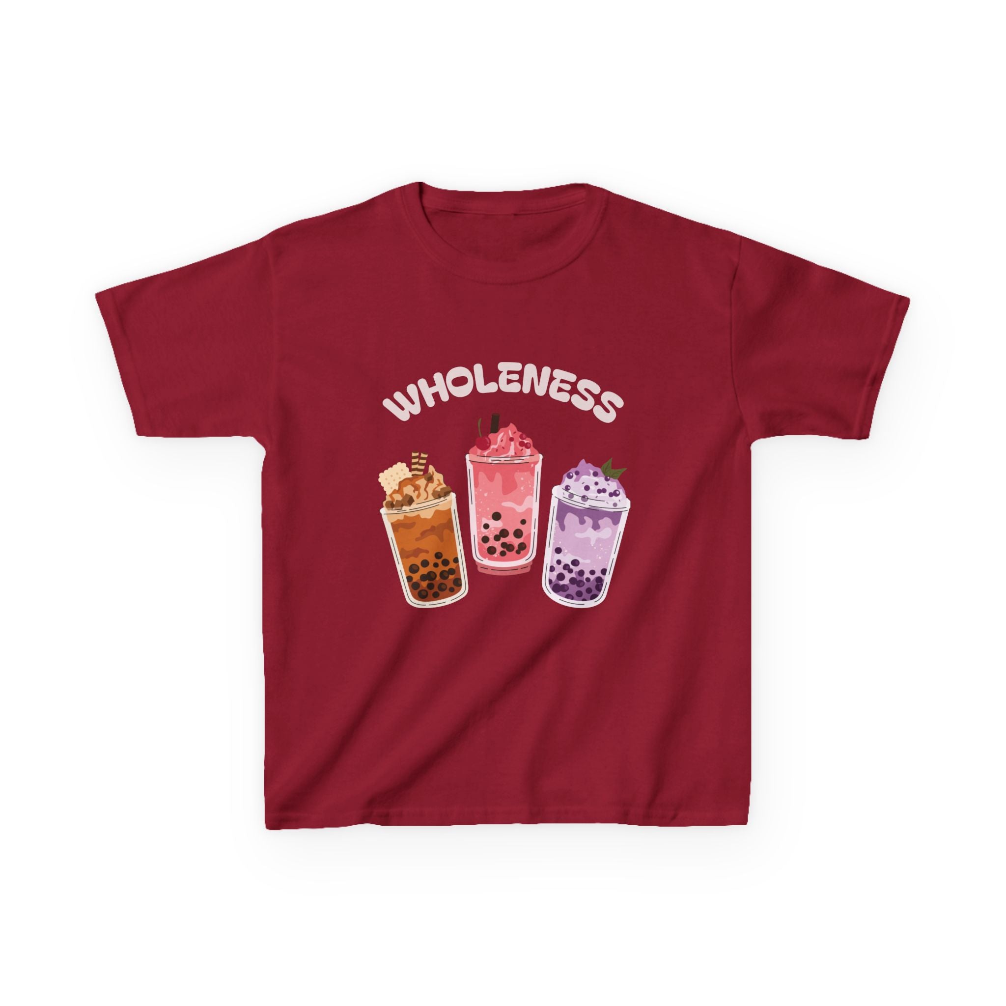 Youth Comfortable Boba Tea "WHOLENESS" Printed T-shirt