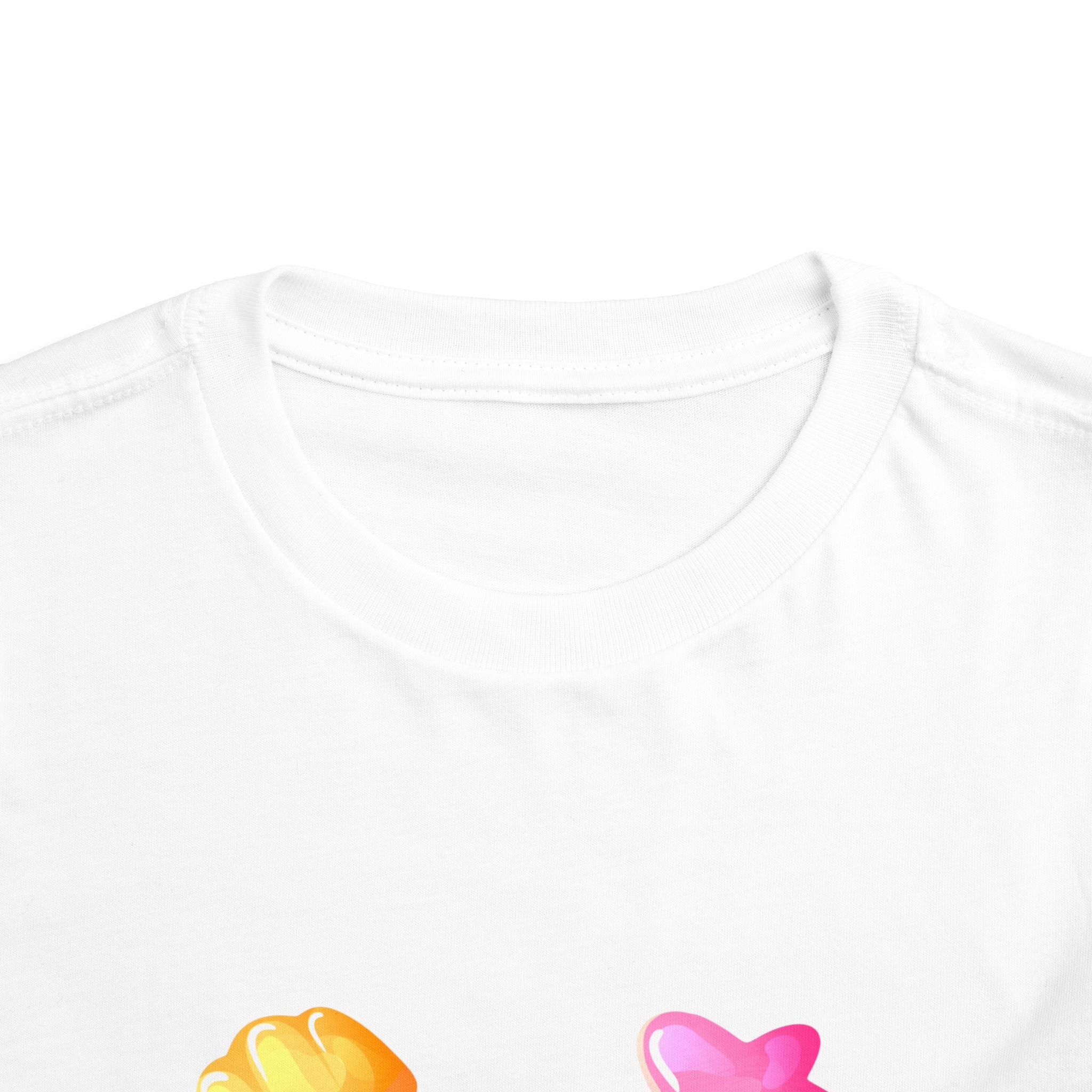 Toddler Candy Shapes Tee — Colorful Candy Heart Star Graphic Shirt for Kids