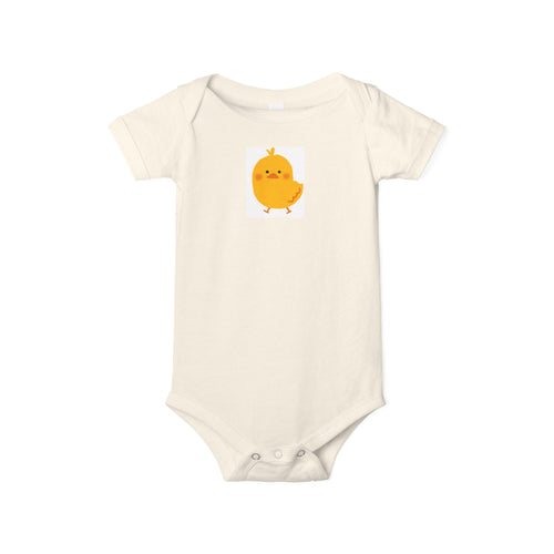 Baby Onesie - Cute Yellow Chick Front & "New Day" Back Infant Bodysuit