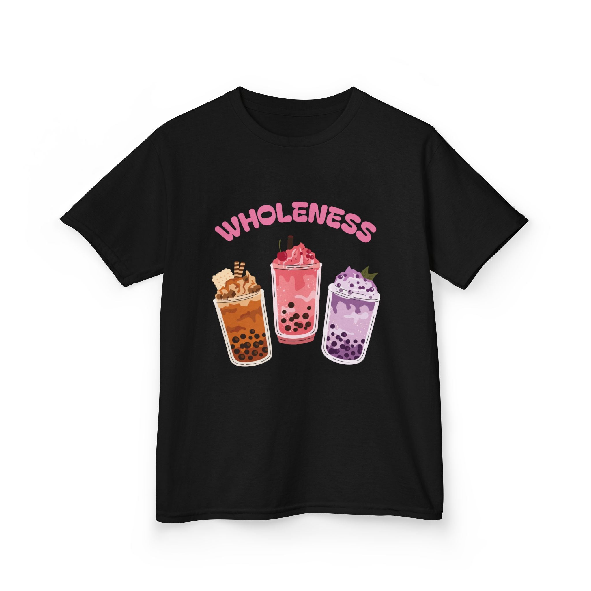 Youth Comfortable Boba Tea "WHOLENESS" Printed T-shirt