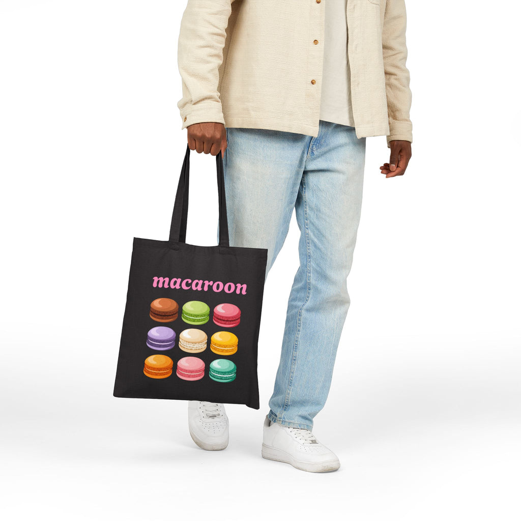 Colorful Macaron Cotton Canvas Tote Bag — Macaroon Pattern Shopper