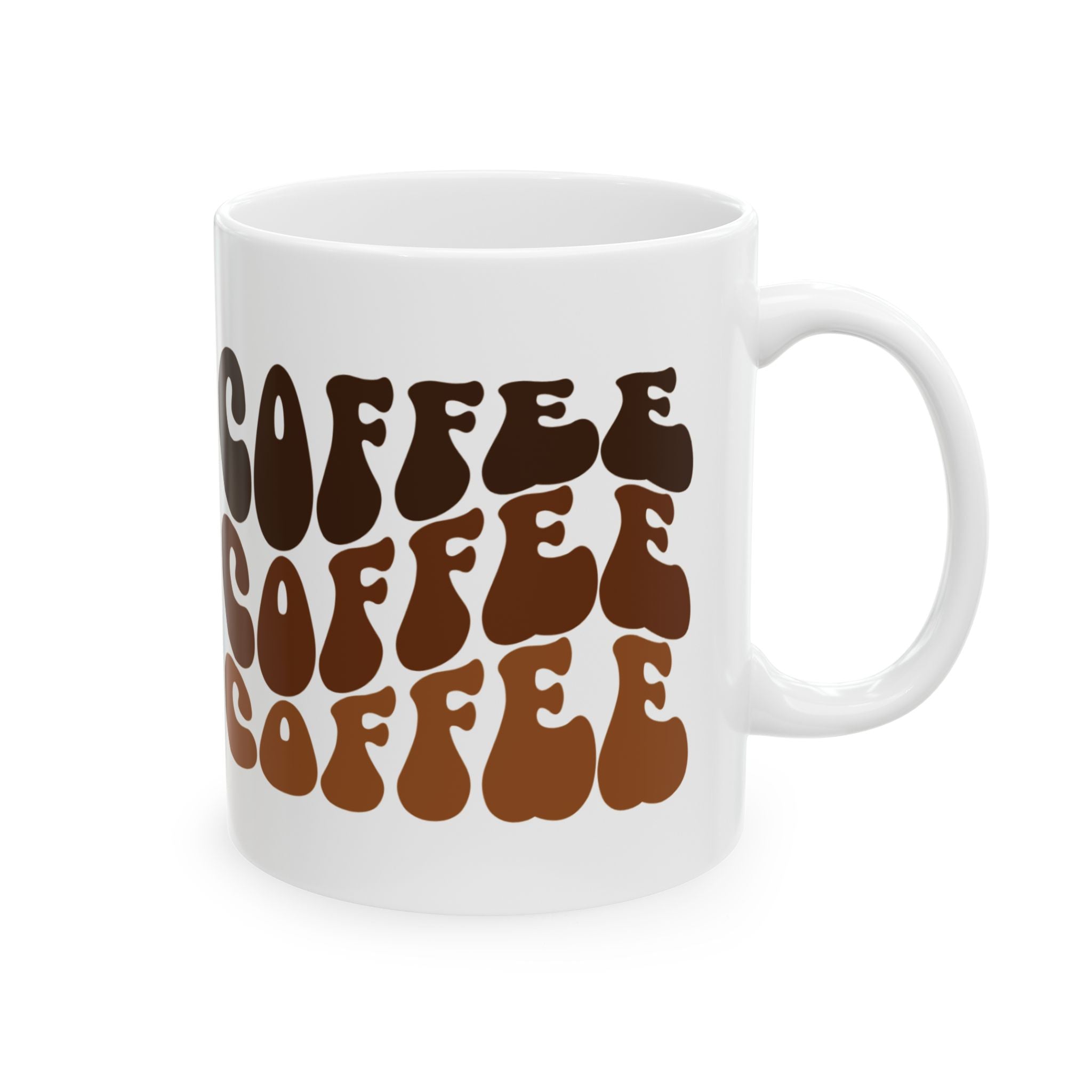Coffee Text Ceramic Mug — 11oz & 15oz Coffee Cup