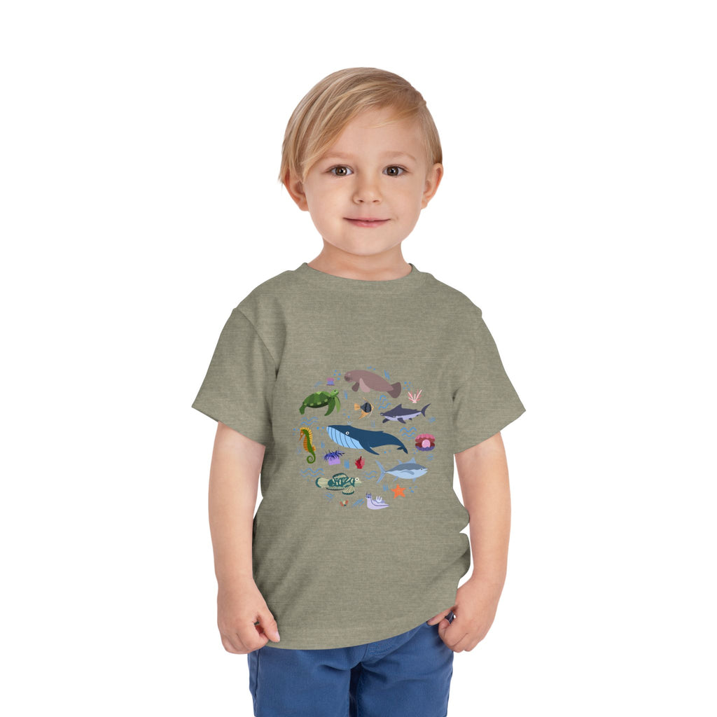 Toddler Tee — Cute Ocean Animals Circle Graphic