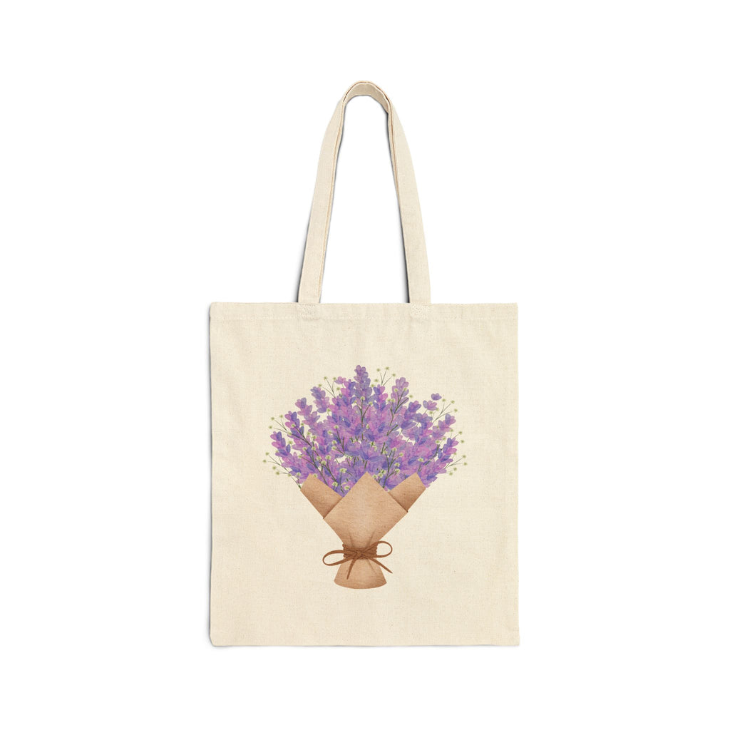 Lavender Flowers Bouquet Canvas Tote — Floral 100% Cotton Tote Bag