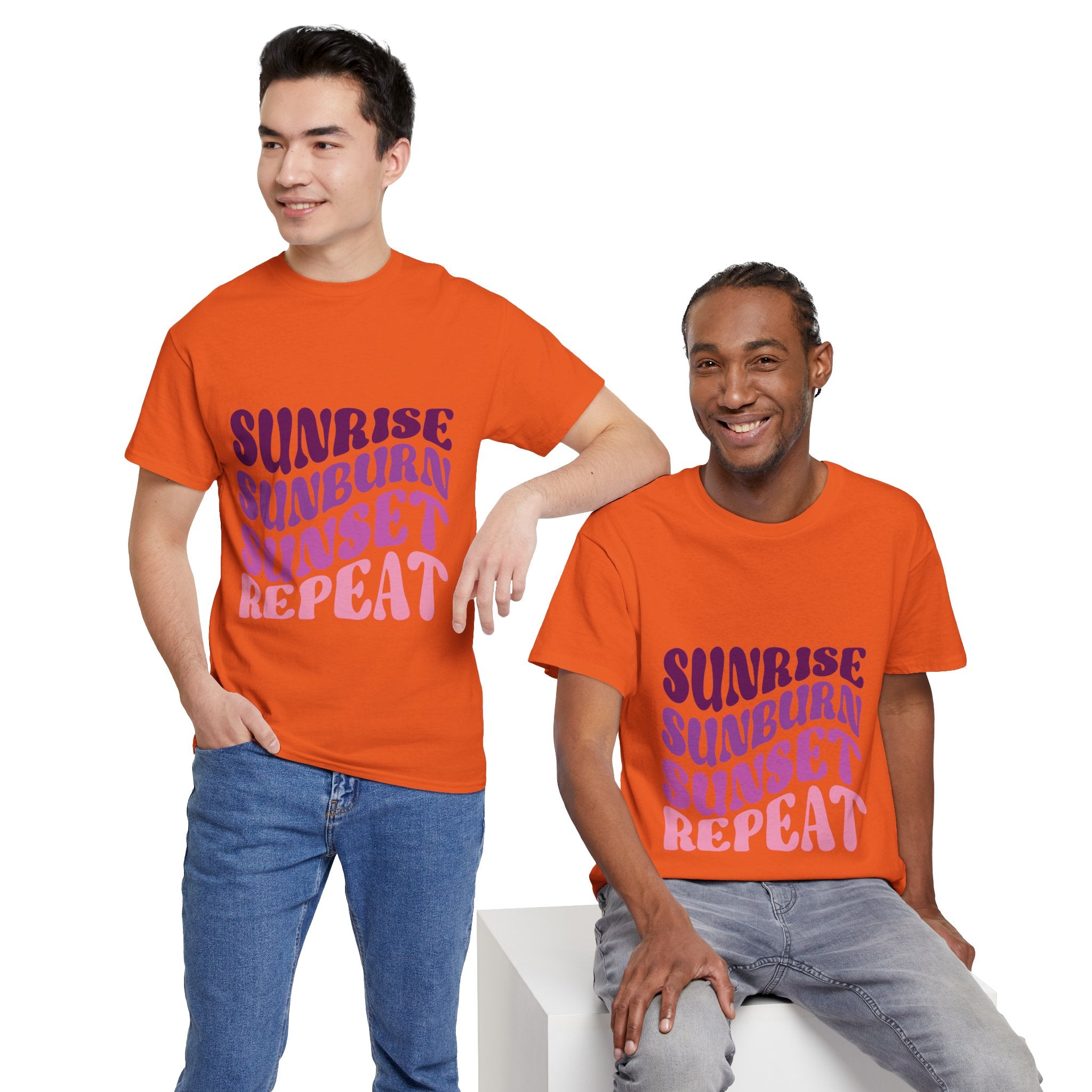 Sunrise Sunburn Sunset Repeat Retro Beach Tee