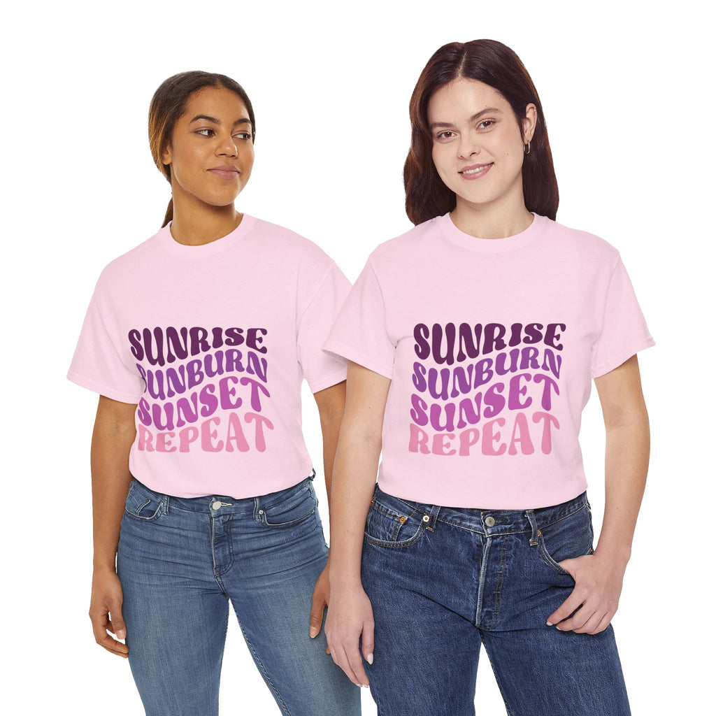 Sunrise Sunburn Sunset Repeat Retro Beach Tee
