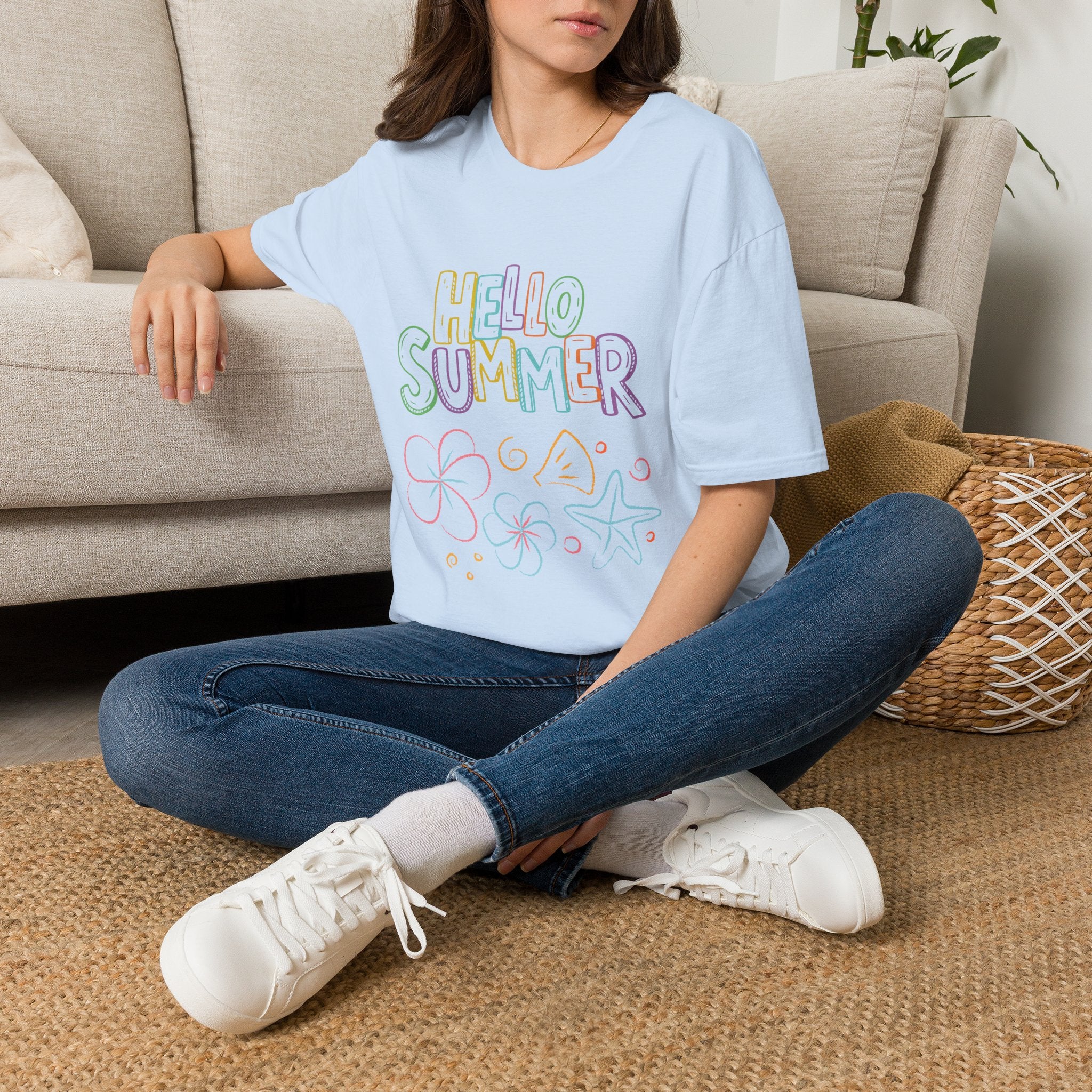 Hello Summer T-Shirt — Pastel Beach Vibes Graphic Tee