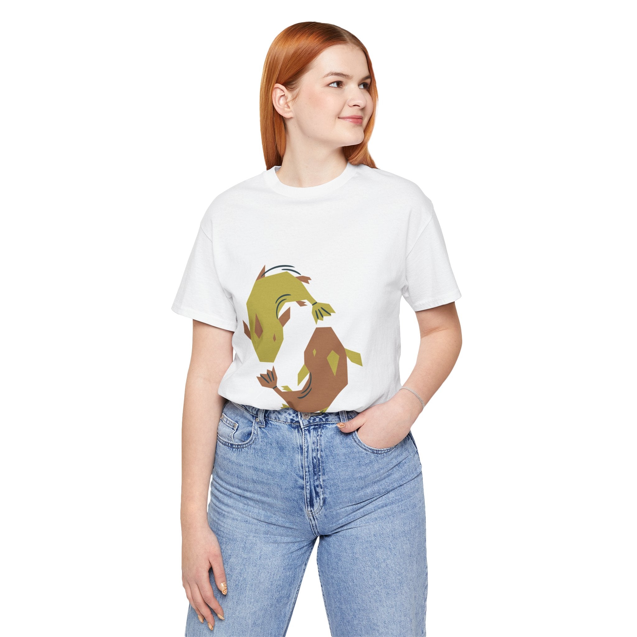 Koi Yin Yang Tee — Minimal Two-Tone Fish Graphic T-Shirt