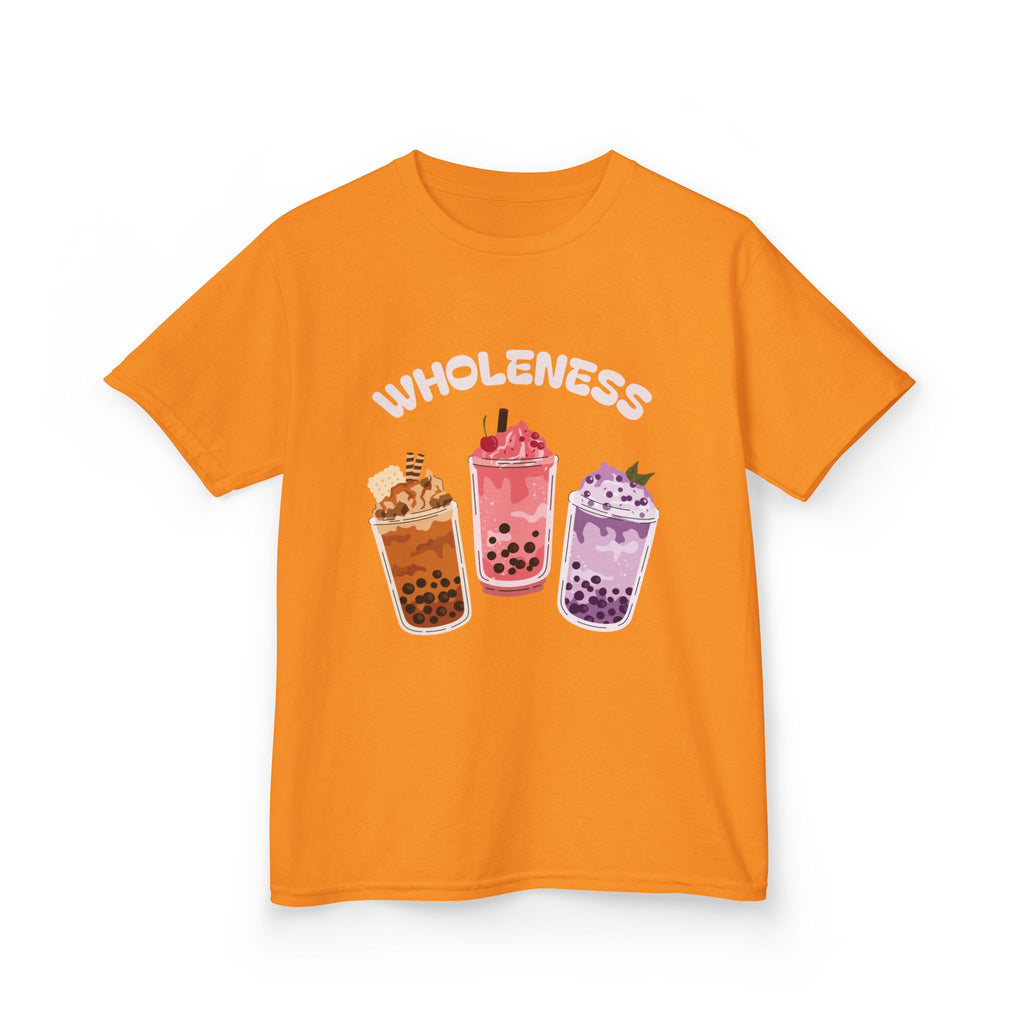 Youth Comfortable Boba Tea "WHOLENESS" Printed T-shirt