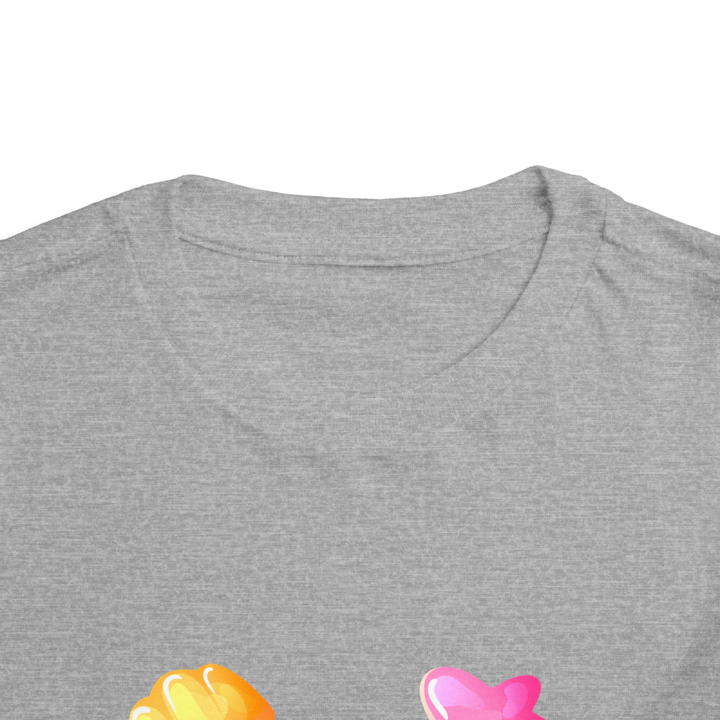 Toddler Candy Shapes Tee — Colorful Candy Heart Star Graphic Shirt for Kids