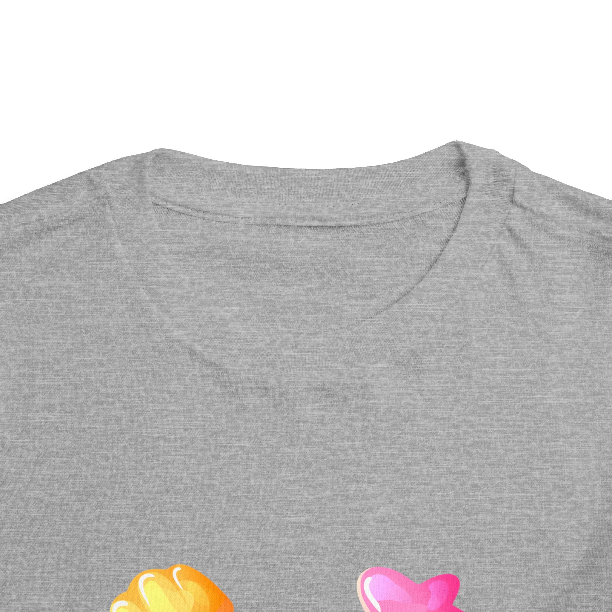 Toddler Candy Shapes Tee — Colorful Candy Heart Star Graphic Shirt for Kids