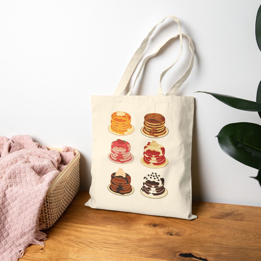 Colourfull Delicious Pancake Stack Cotton Tote Bag — Cute Brunch Grocery Tote
