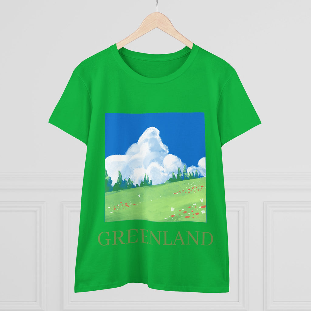 Greenland Scenic Tee — Pastel Meadow Graphic T‑Shirt