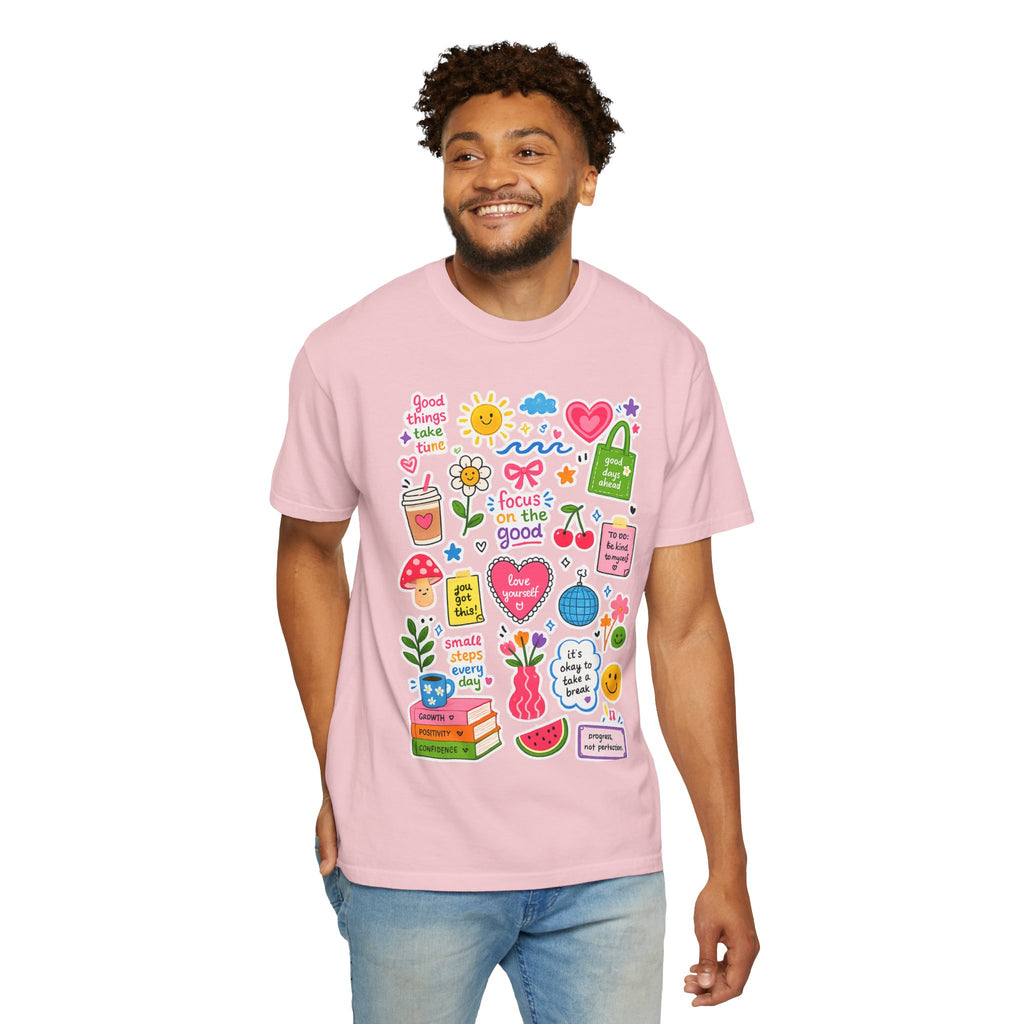 Positive Doodles Graphic T-Shirt — "Focus on the Good" Inspirational Tee