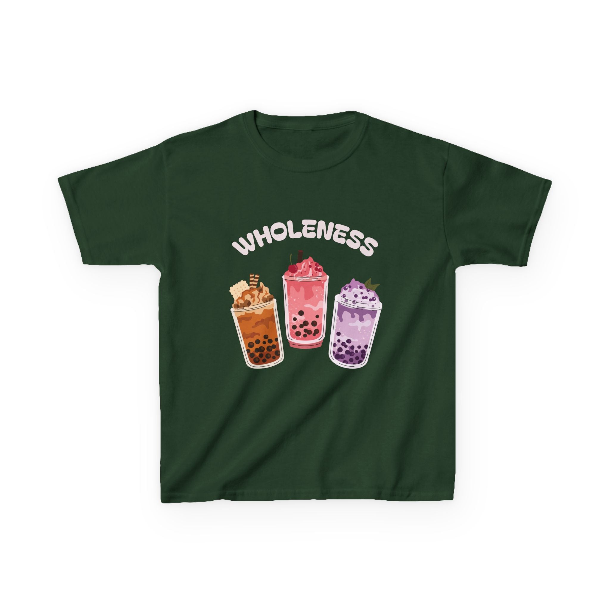 Youth Comfortable Boba Tea "WHOLENESS" Printed T-shirt