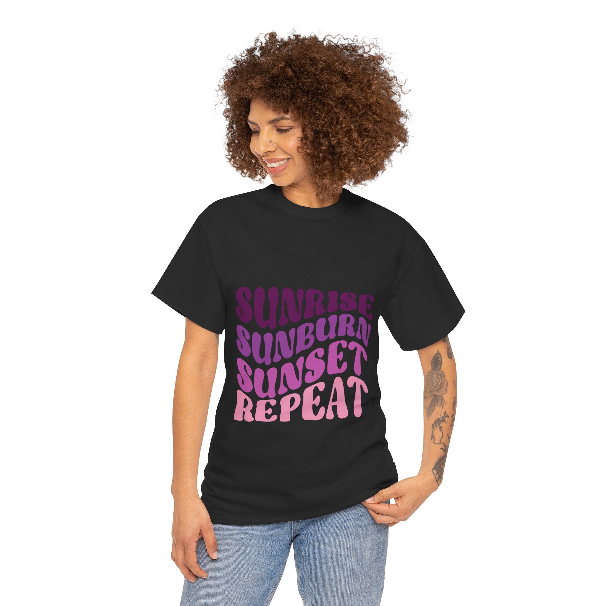 Sunrise Sunburn Sunset Repeat Retro Beach Tee