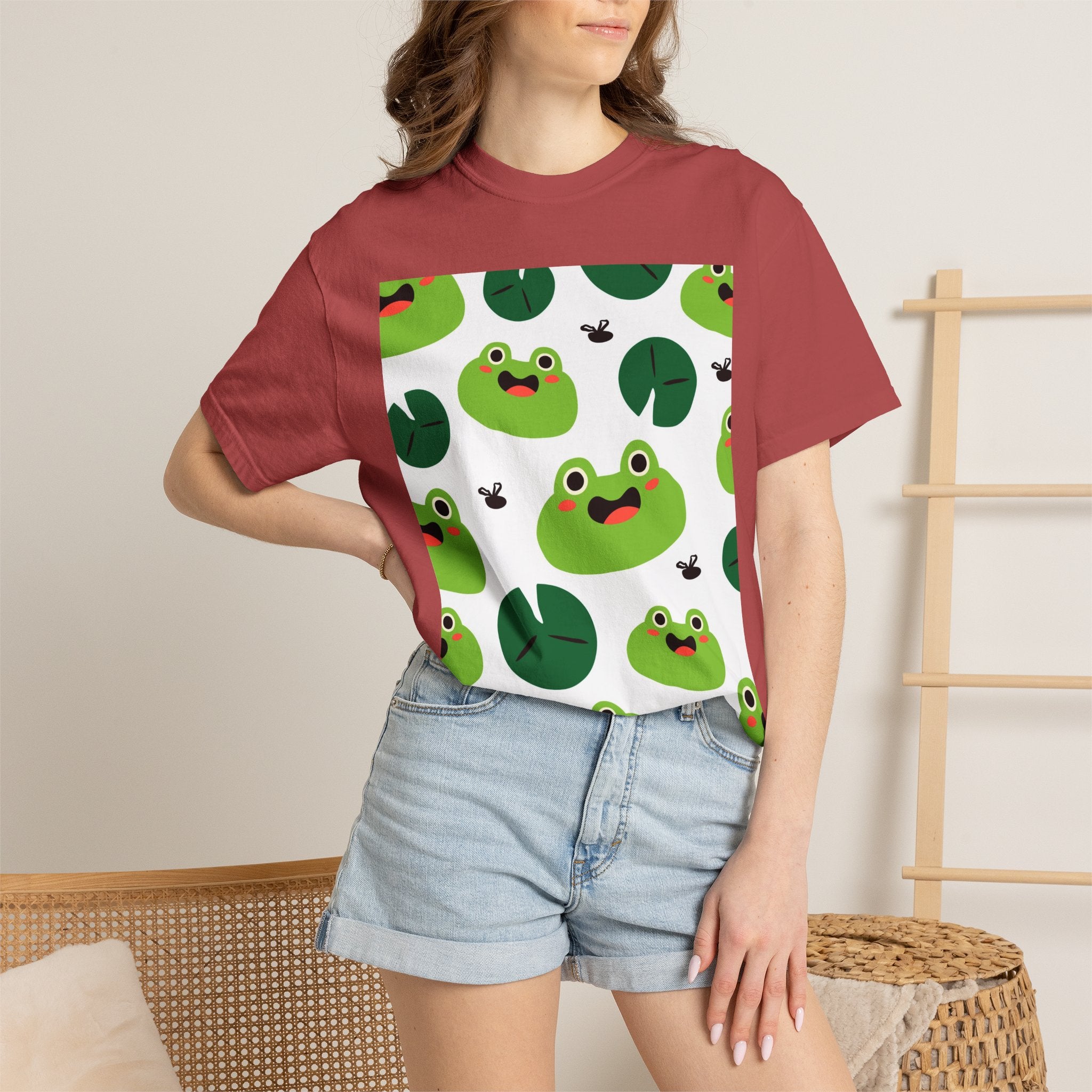 Frog Pattern T-Shirt — Cute Lily Pad Frogs Graphic Tee