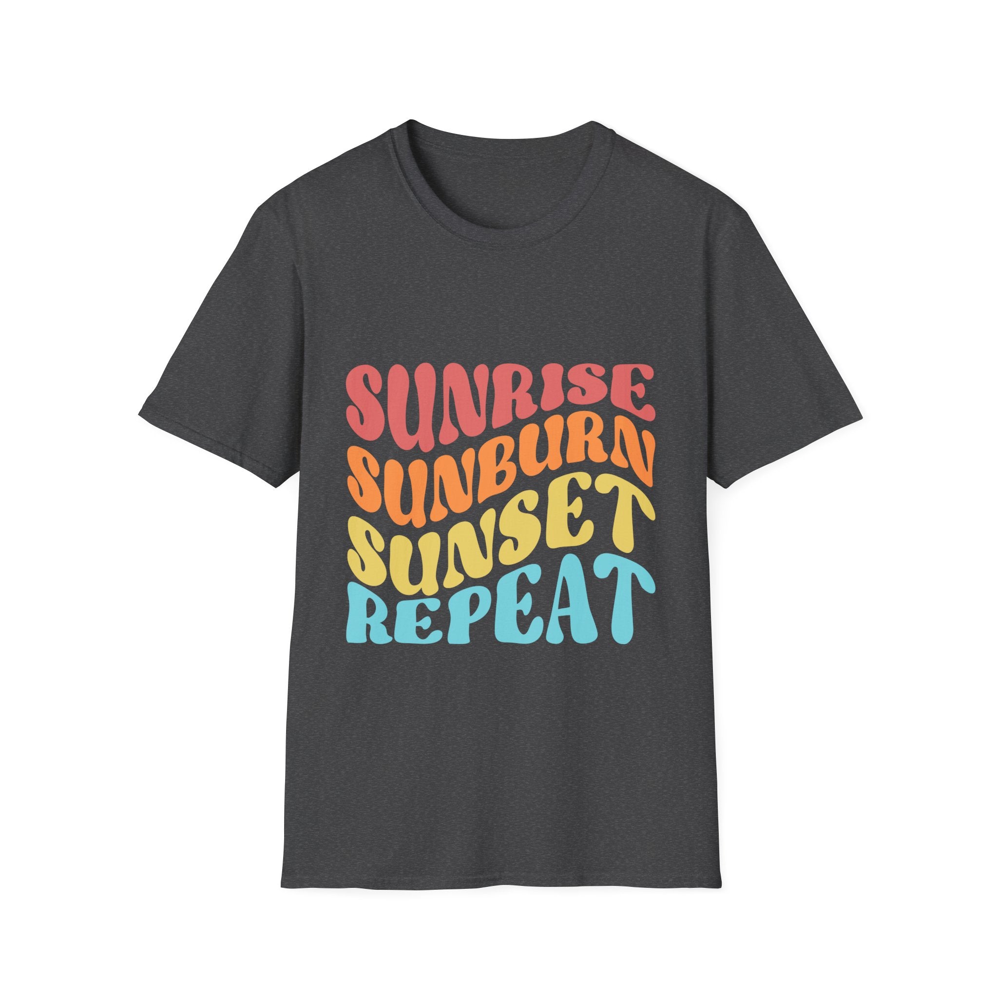 Sunrise Sunburn Sunset Repeat Text Printed T-Shirt