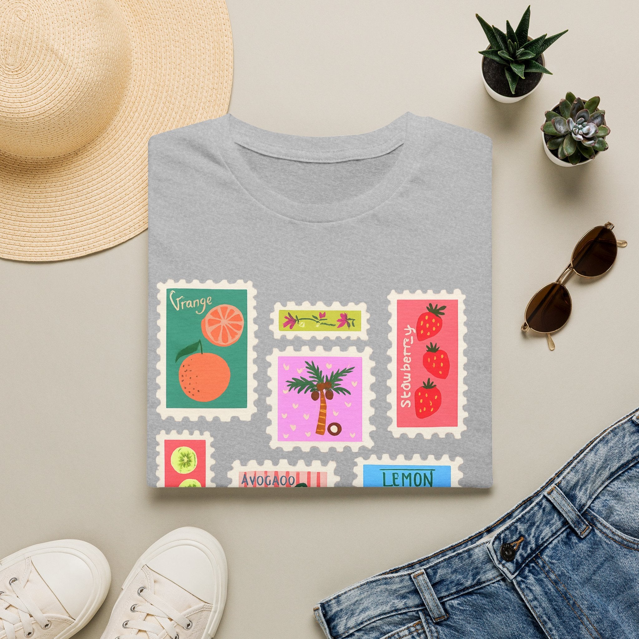 Fruit Patch Graphic T-Shirt — Tropical Citrus & Avocado Art Tee