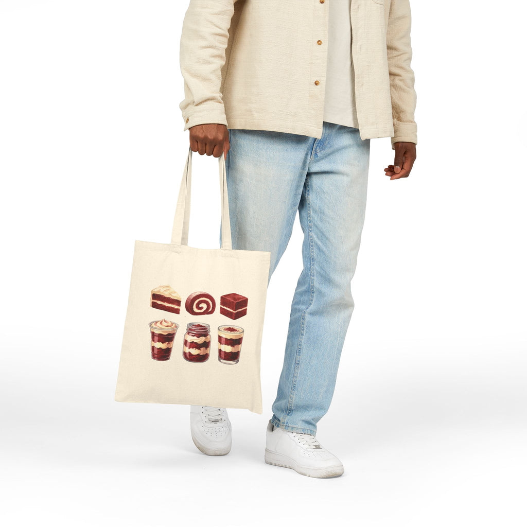 Red Velvet Dessert Lover Tote Bag — Pastries & Trifle Canvas Grocery Tote