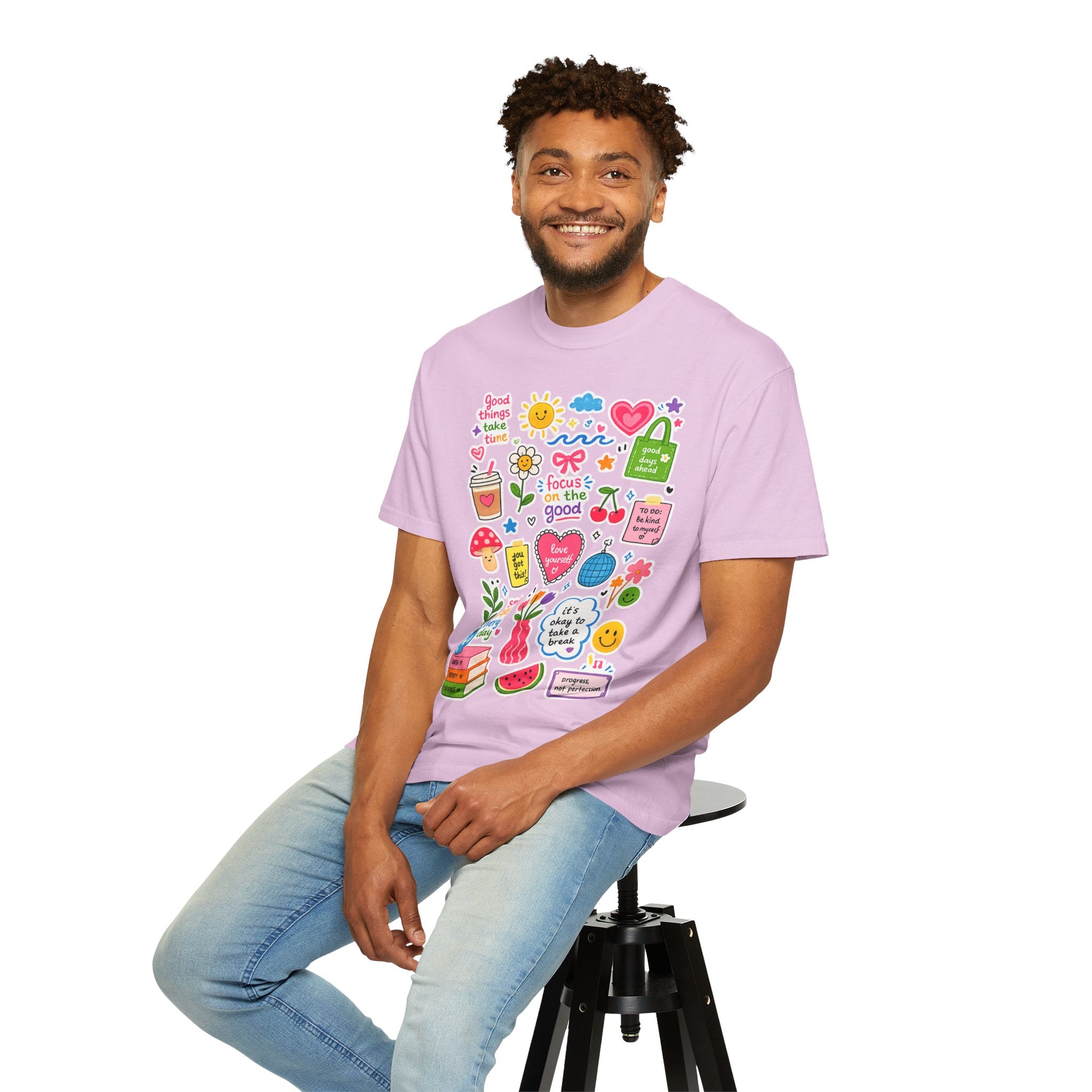 Positive Doodles Graphic T-Shirt — "Focus on the Good" Inspirational Tee