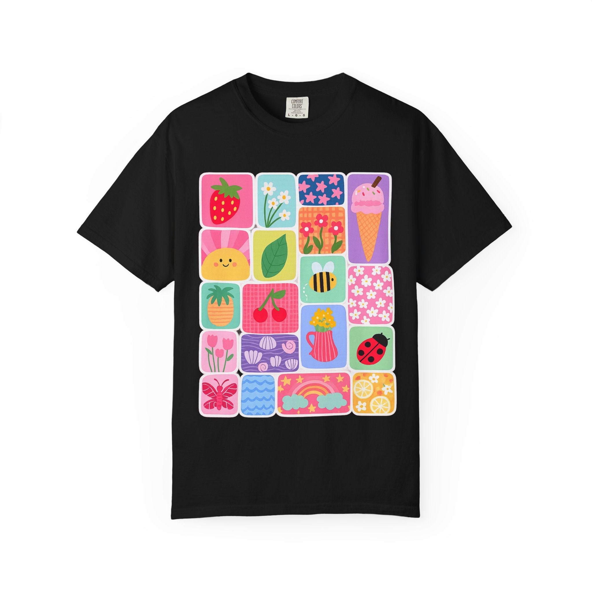Retro Cute Icons Summer T-Shirt — Colorful Illustration Tee