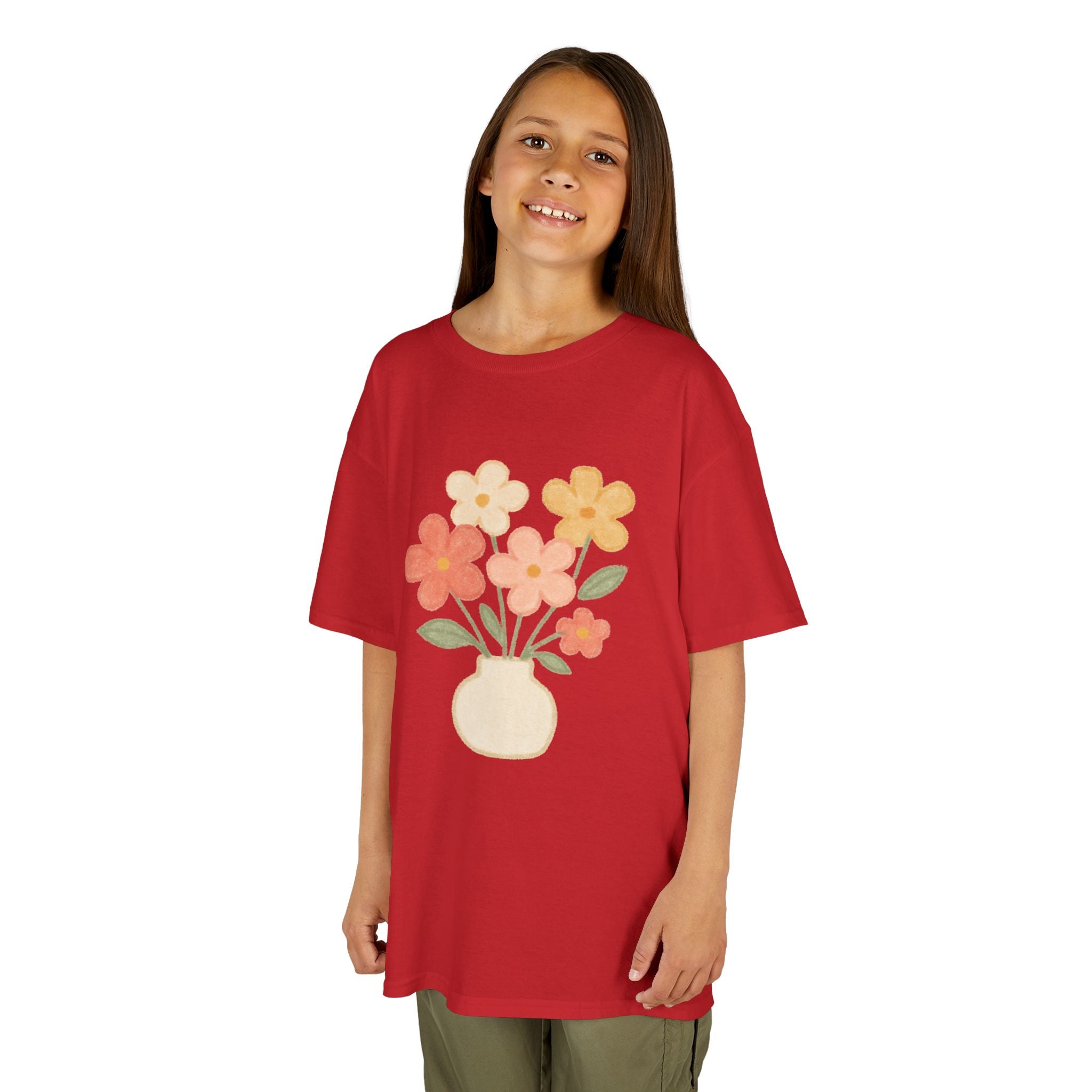 Kids Floral Vase Tee — Cute Retro Flower Graphic Shirt for Children