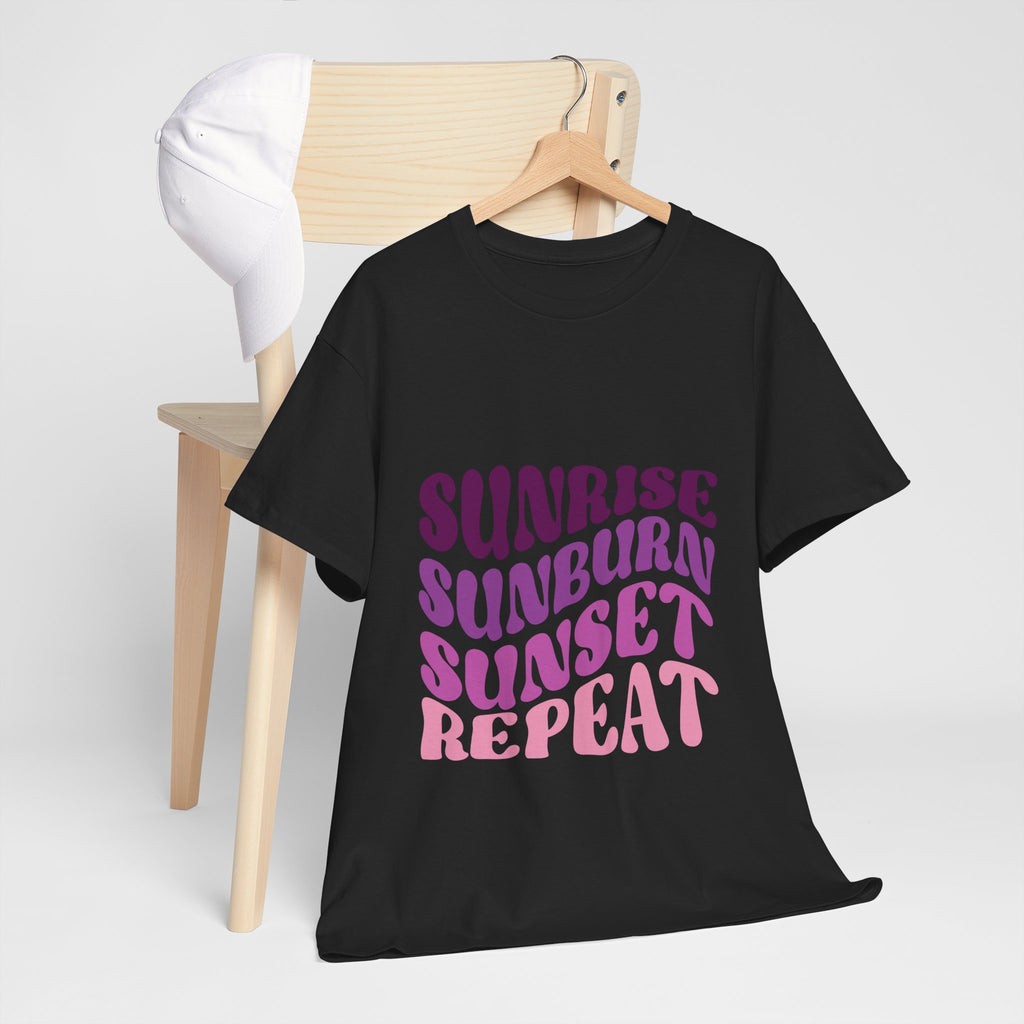 Sunrise Sunburn Sunset Repeat Retro Beach Tee