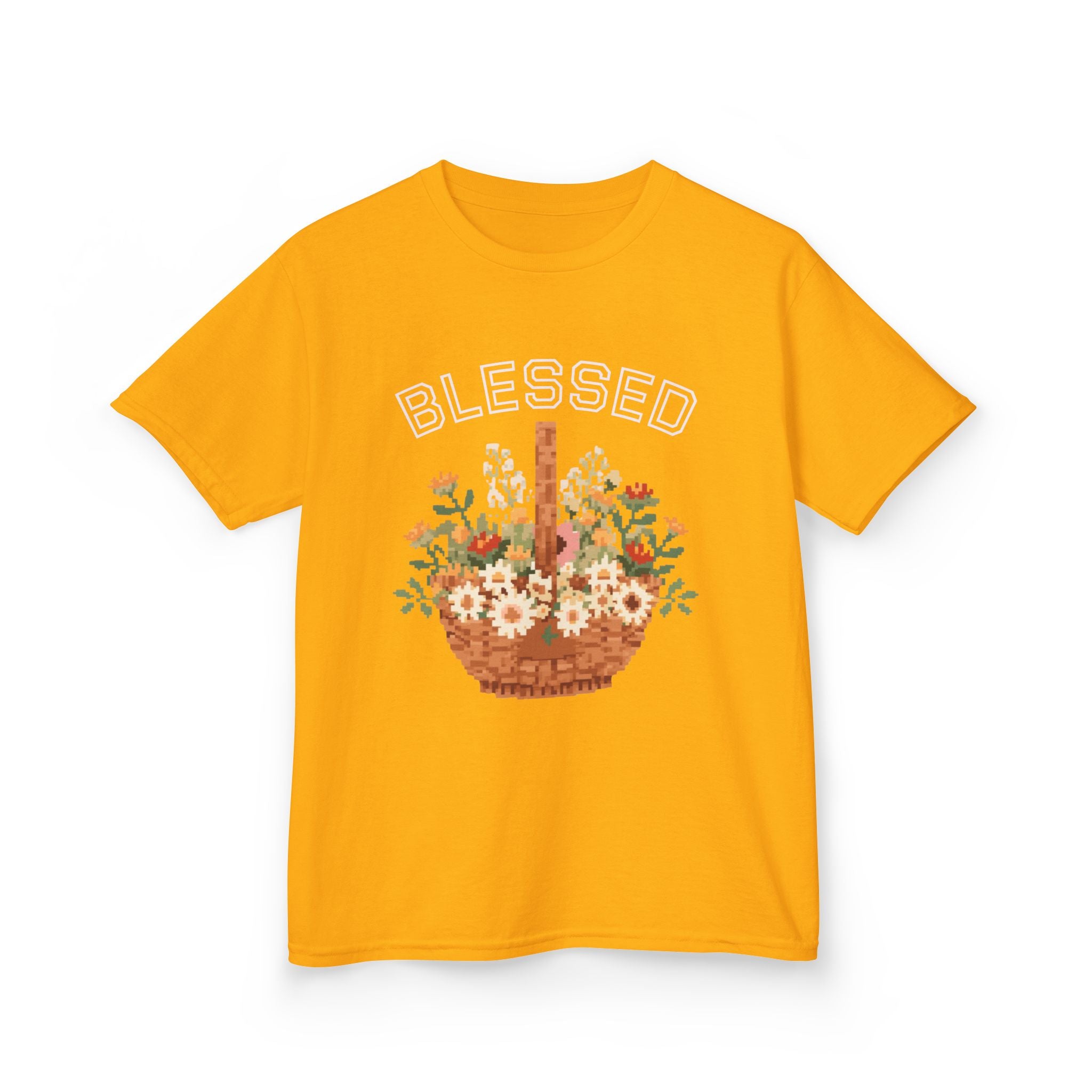 Kids 'Blessed' Floral Basket Tee — Cute Spring Youth T-Shirt