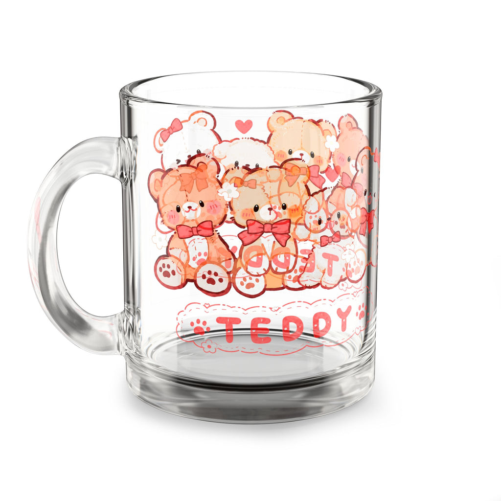 Cute Teddy Bears 10oz Glass Mug — Kawaii Gift for Kids & Tea Lovers