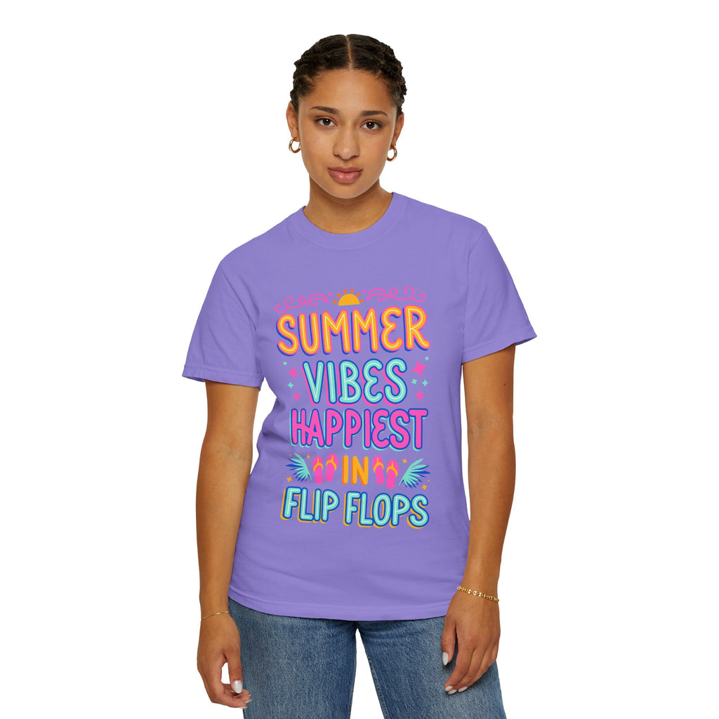 Summer Vibes Happiest in Flip Flops Text Printed Unisex T-Shirt