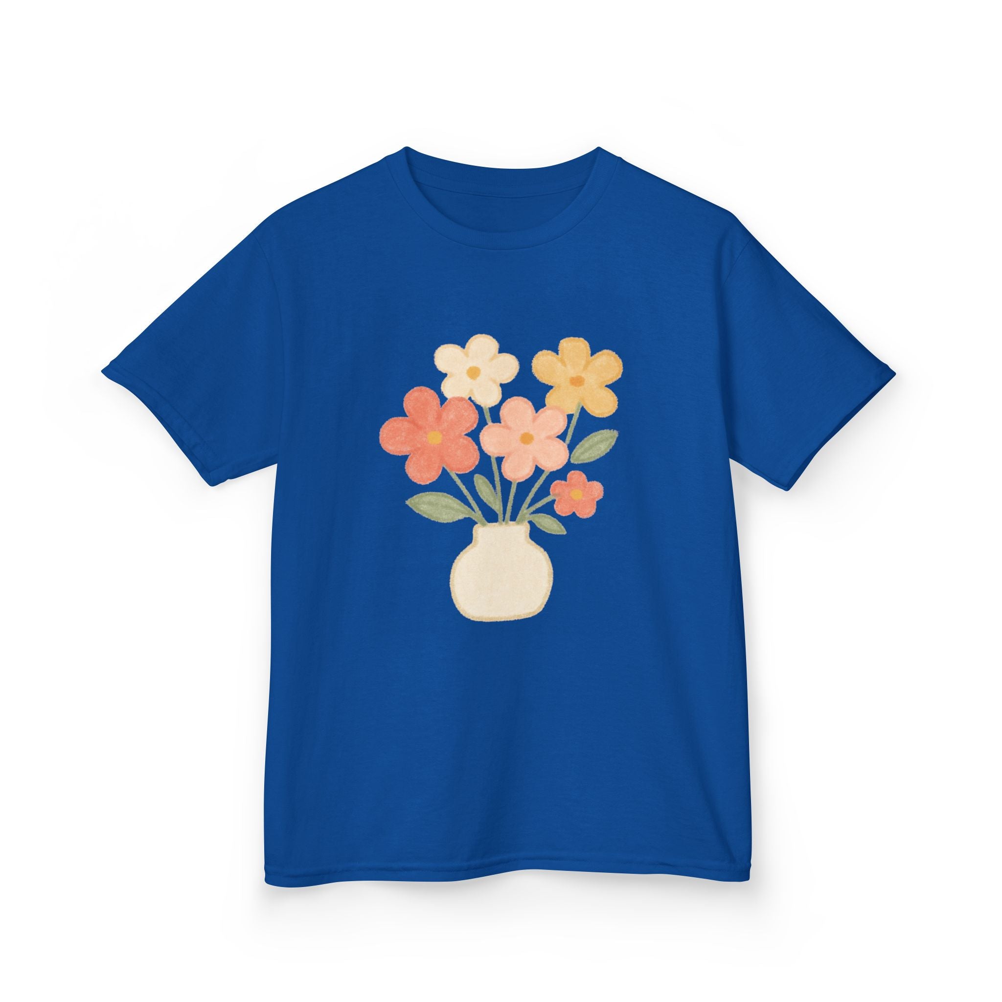 Kids Floral Vase Tee — Cute Retro Flower Graphic Shirt for Children