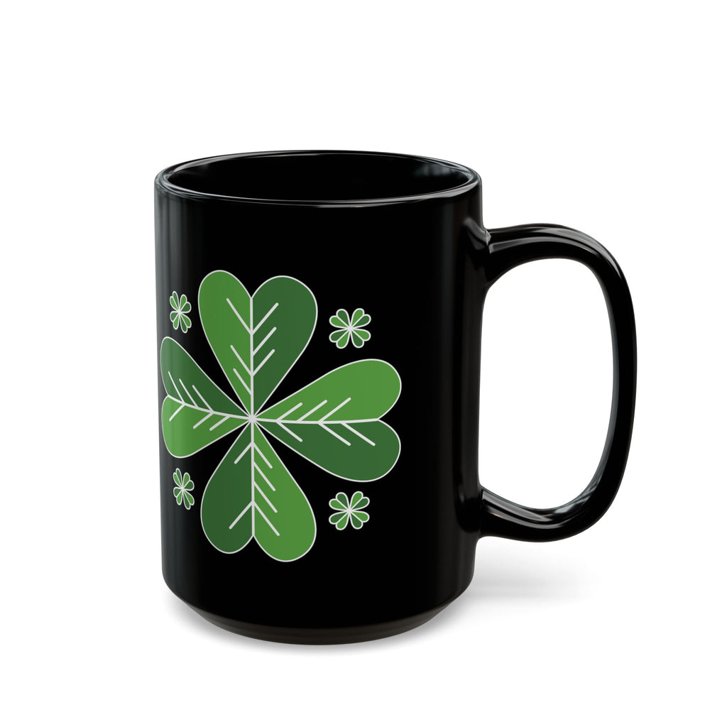St. Patrick’s Day Green Four-Leaf Clover Mug — Lucky Shamrock Coffee Cup (11oz/15oz)
