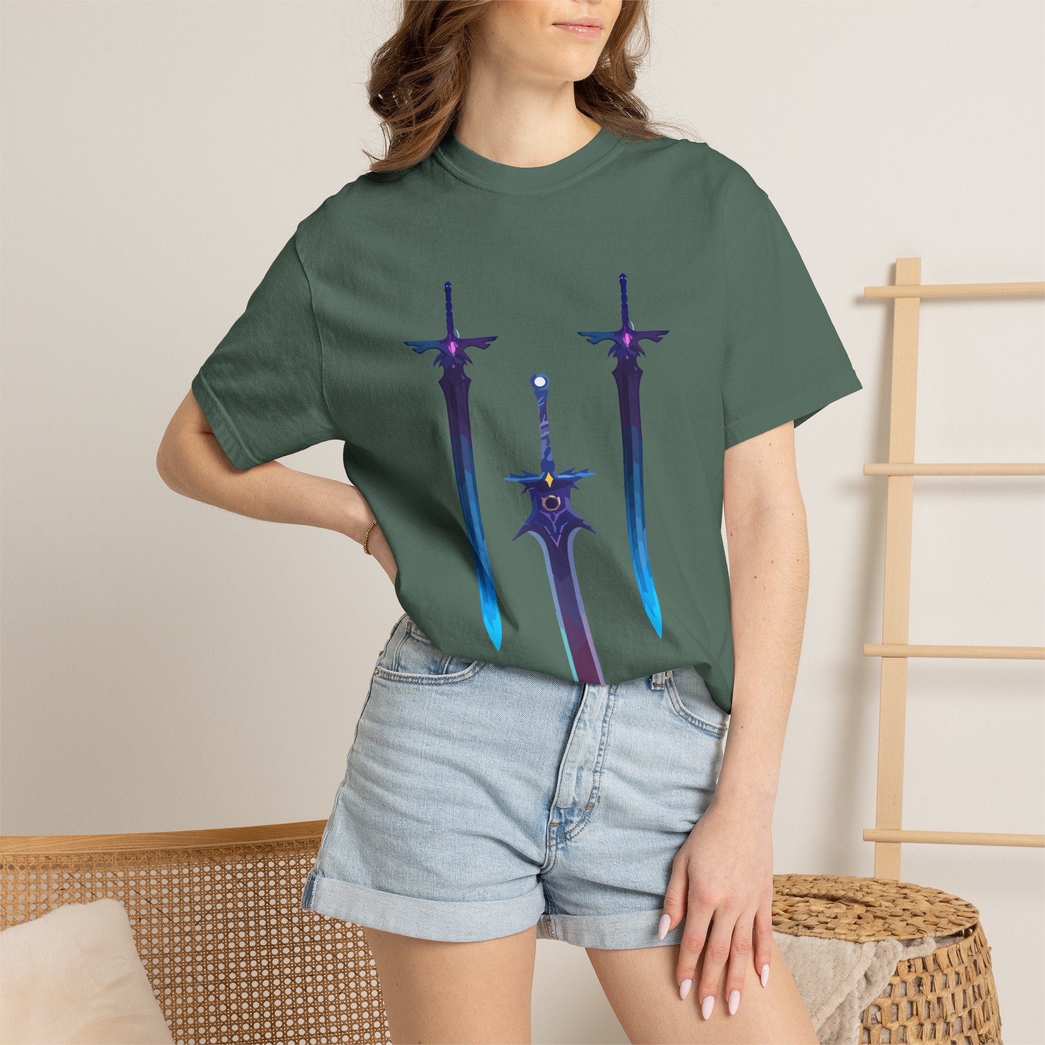 Magical Aura Swords Graphic Printed T-shirt — Pastel Fantasy Magical Swords