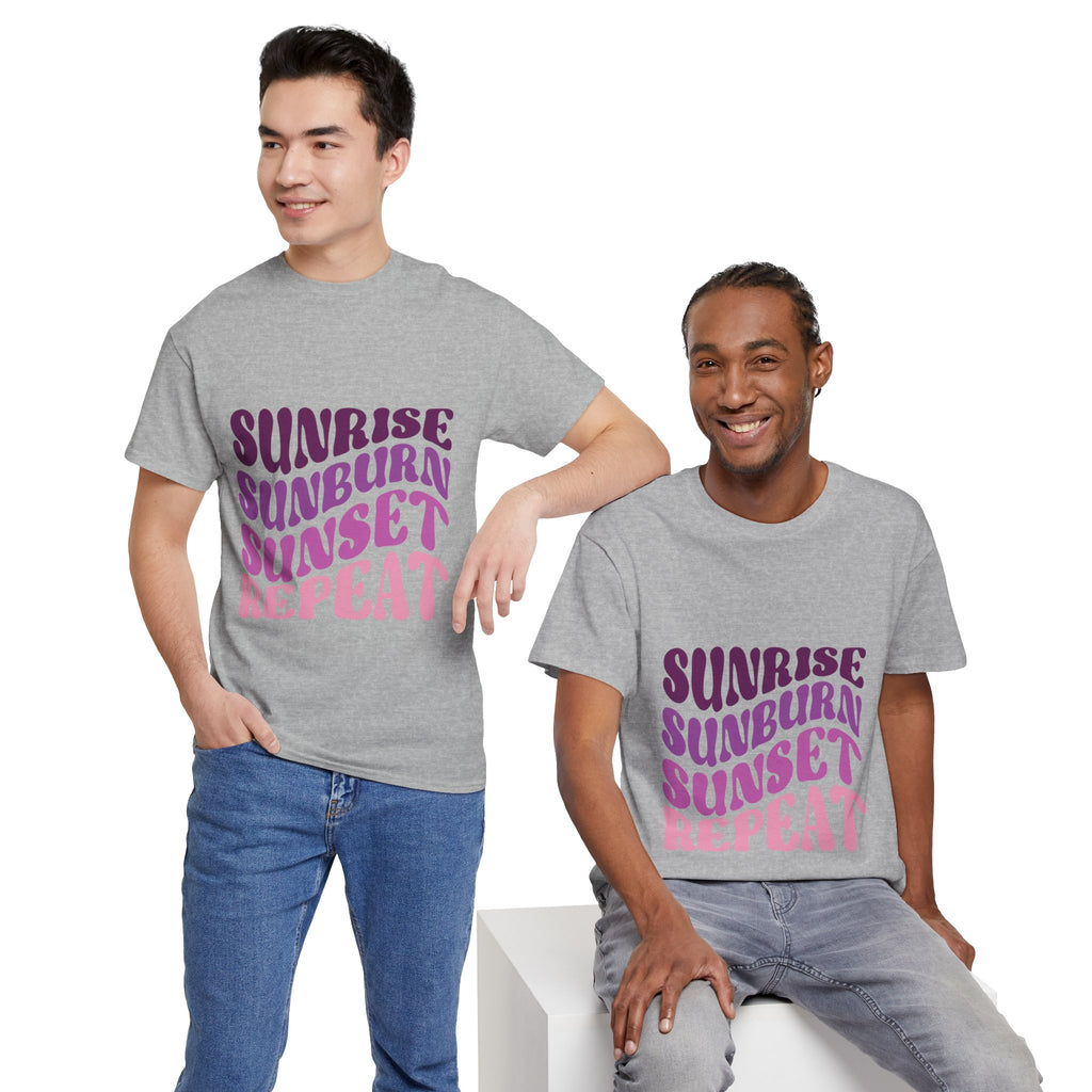 Sunrise Sunburn Sunset Repeat Retro Beach Tee