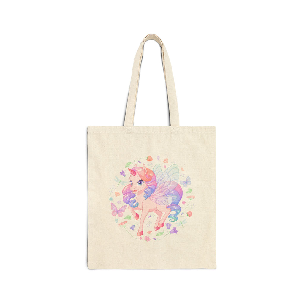 Cute Magical Unicorn Tote Bag — Pastel Rainbow Magical Cotton Canvas Shopper