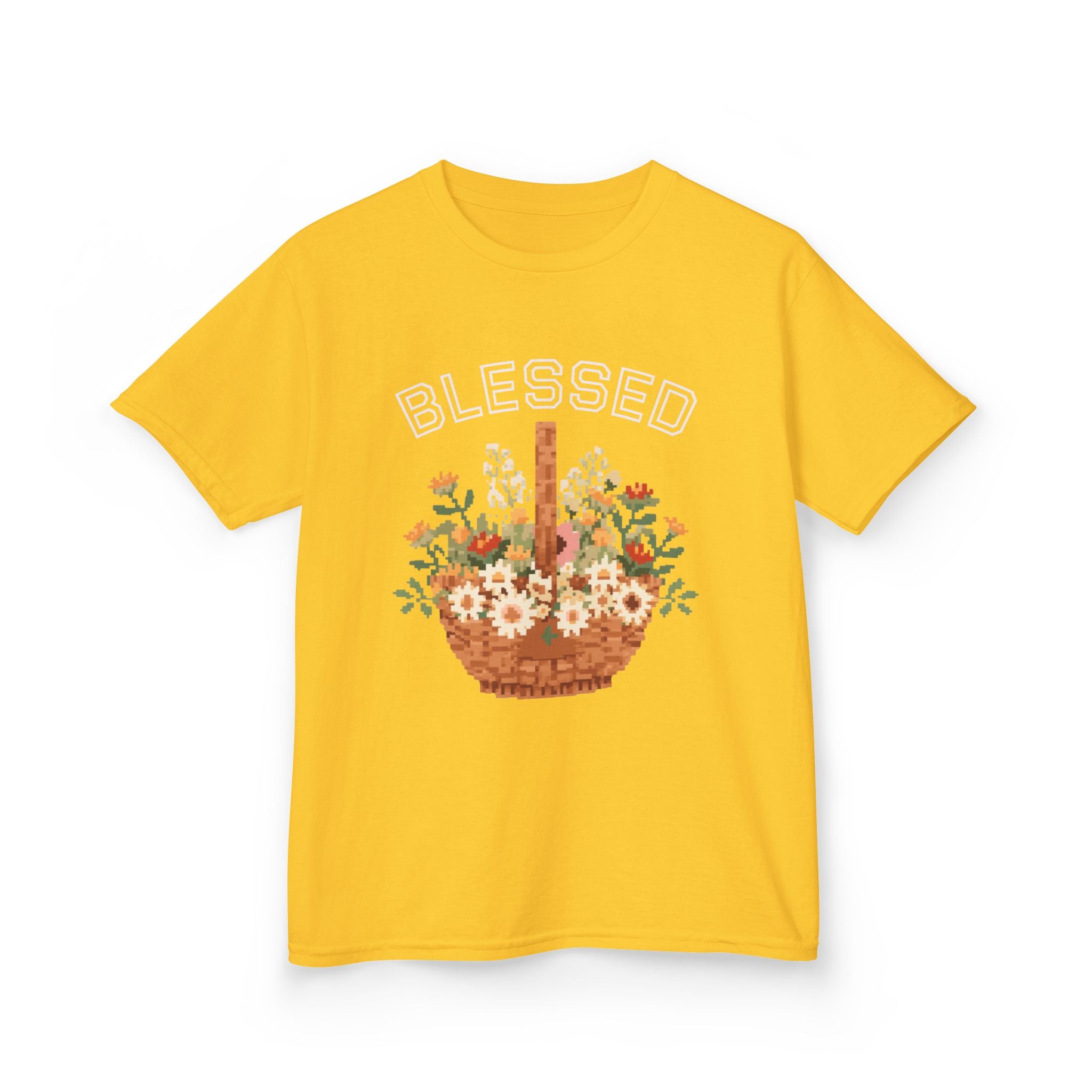 Kids 'Blessed' Floral Basket Tee — Cute Spring Youth T-Shirt