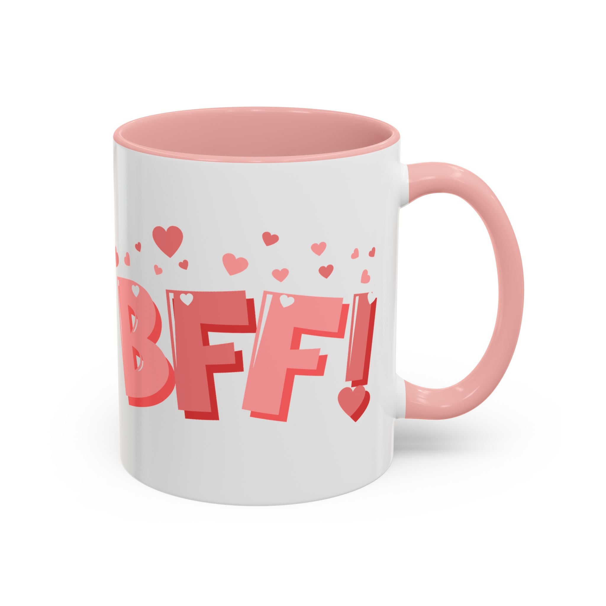 BFF! Pink Accent Coffee Mug — Best Friend Valentine Gift (11/15oz)
