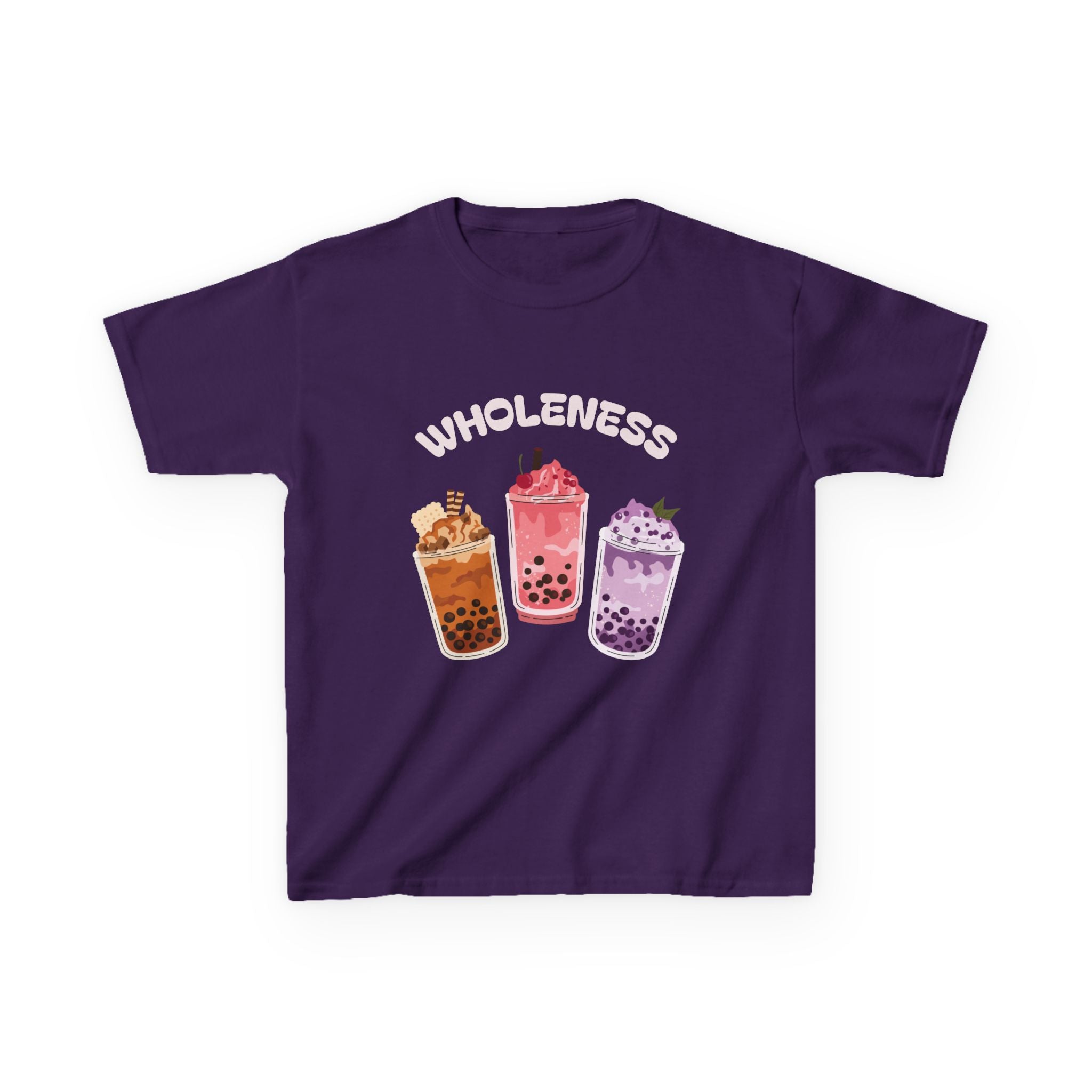 Youth Comfortable Boba Tea "WHOLENESS" Printed T-shirt