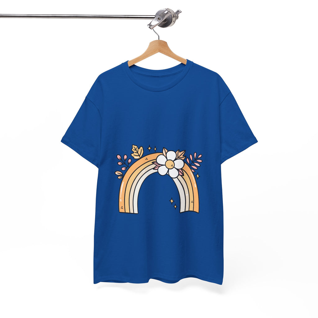Cute Floral Rainbow Tee — Boho Daisy Rainbow Graphic T-Shirt