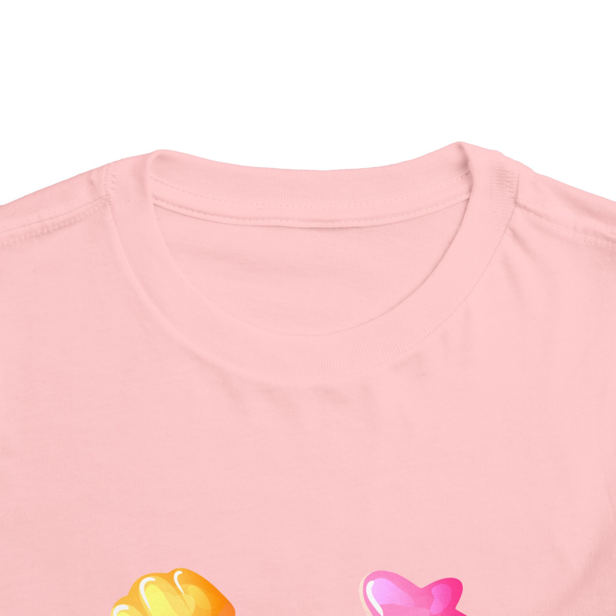Toddler Candy Shapes Tee — Colorful Candy Heart Star Graphic Shirt for Kids