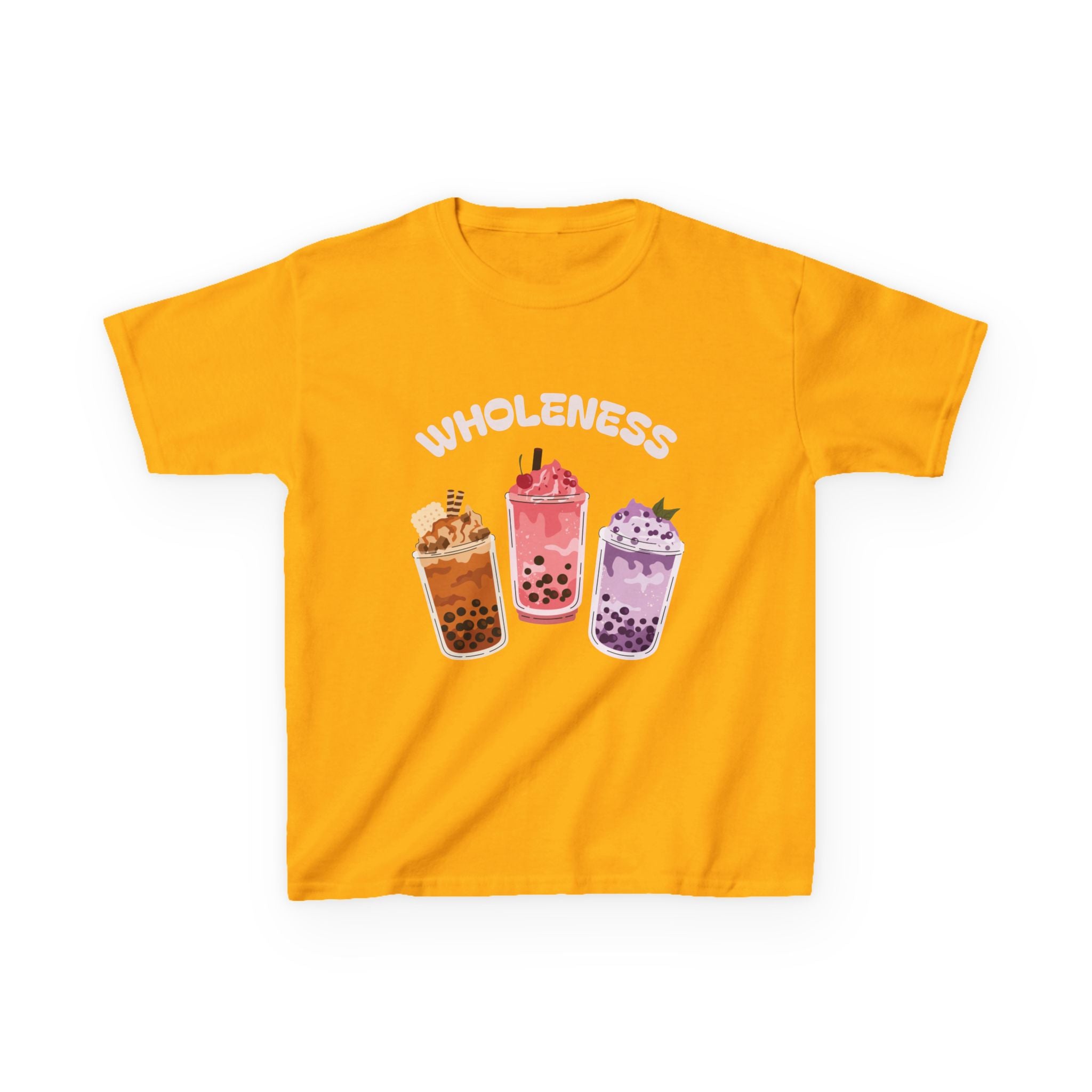 Youth Comfortable Boba Tea "WHOLENESS" Printed T-shirt